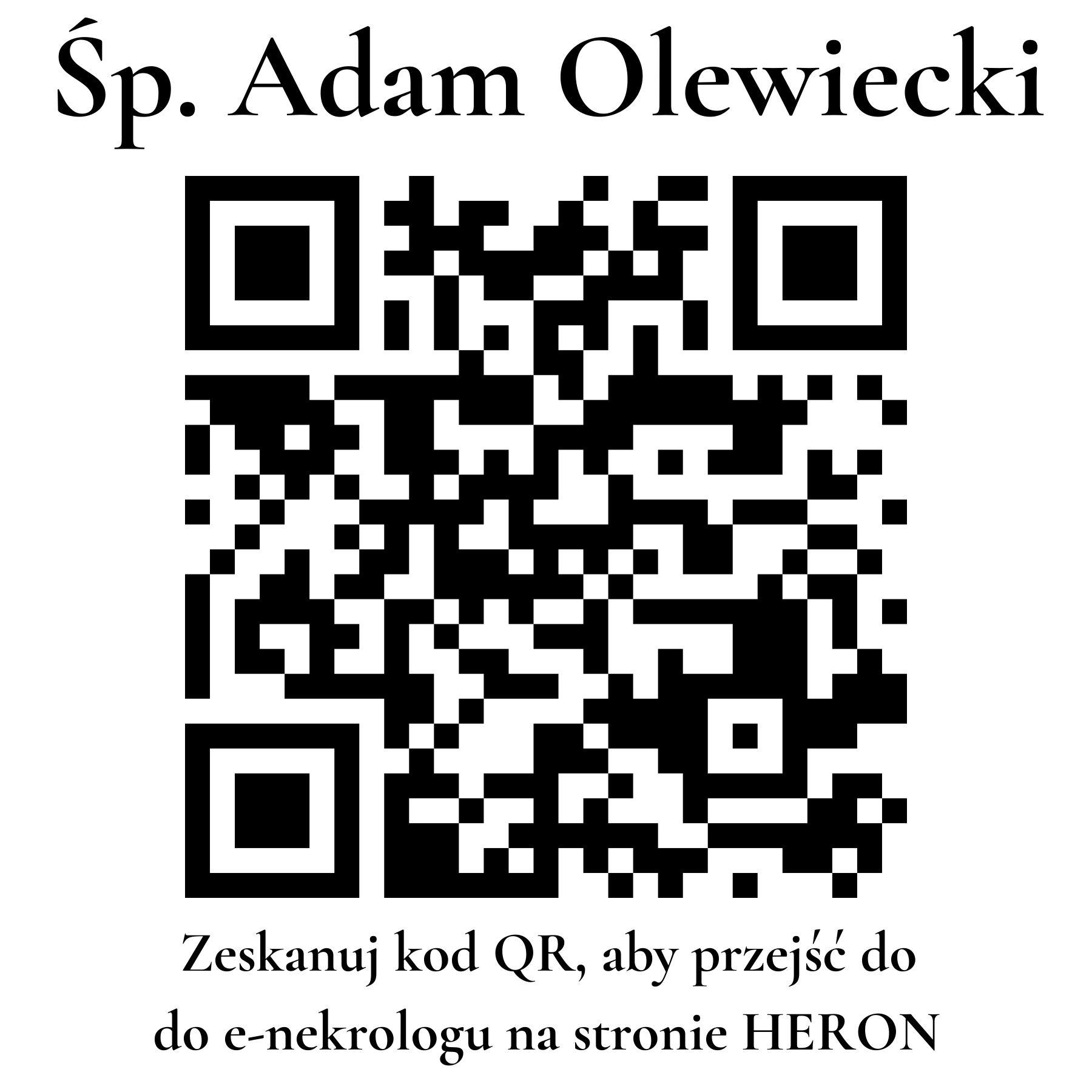 Kod QR do nekrologu Adam Olewiecki Kod QR do nekrologu Adam Olewiecki