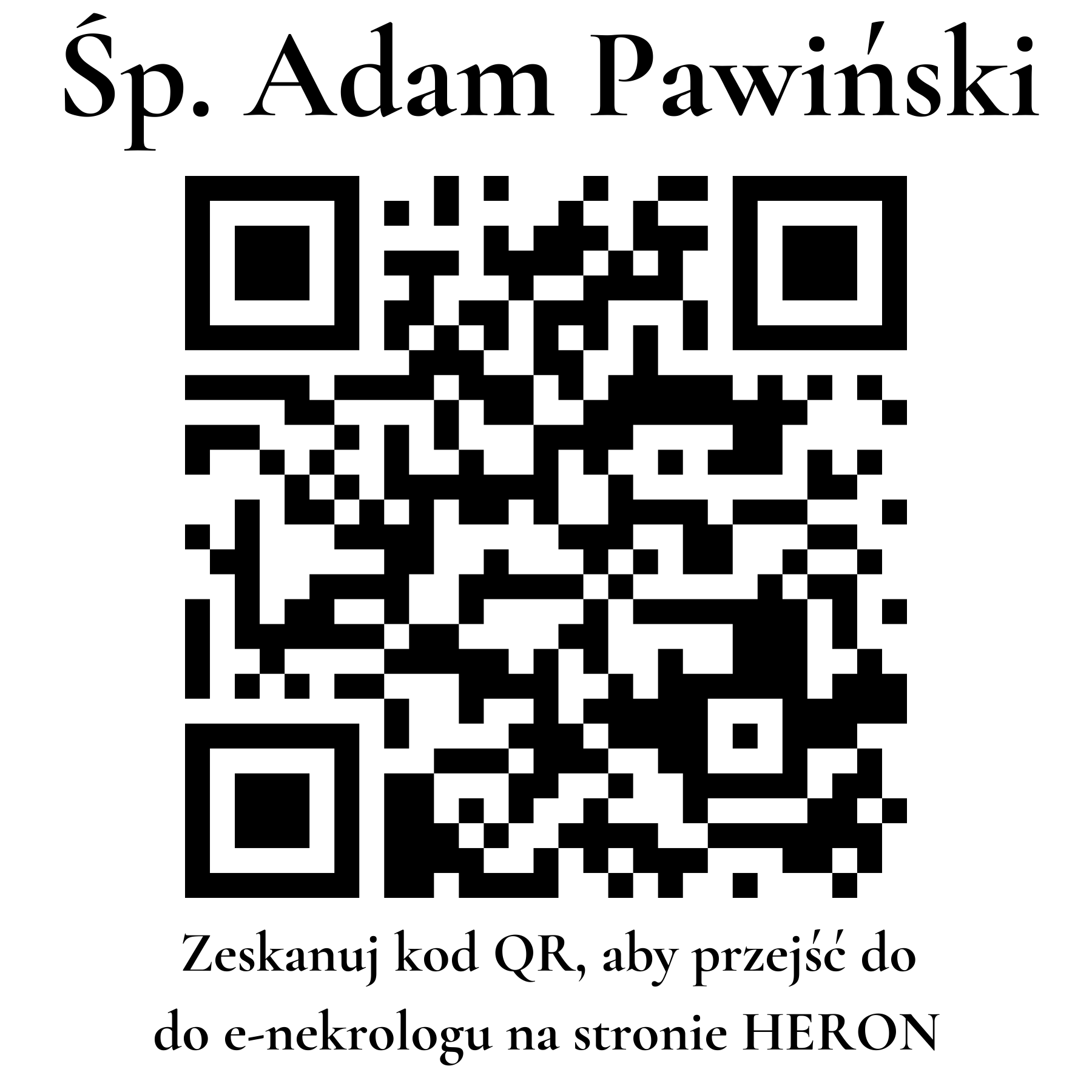 Kod QR do nekrologu Adam Pawiński Kod QR do nekrologu Adam Pawiński