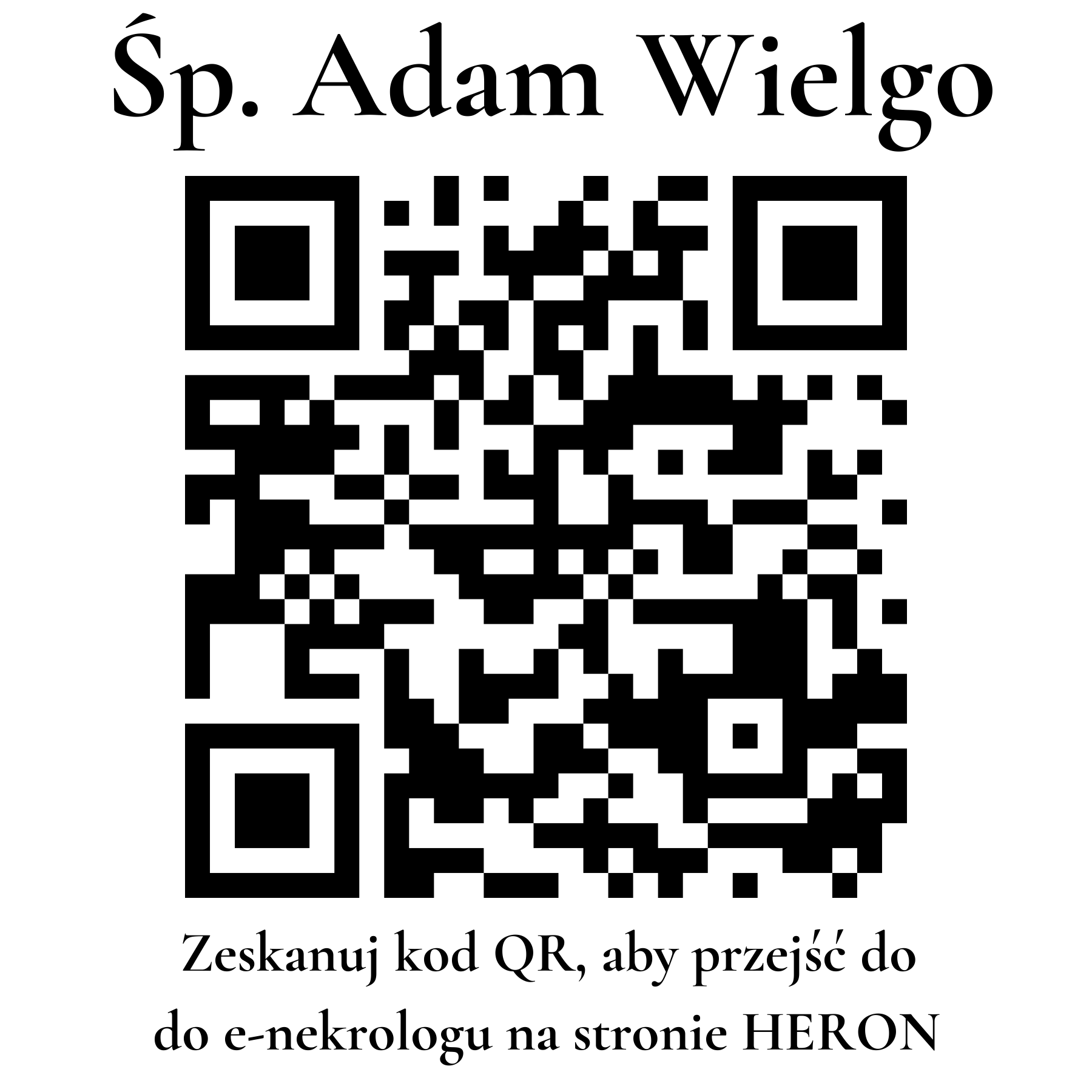 Kod QR do nekrologu Adam Wielgo Kod QR do nekrologu Adam Wielgo