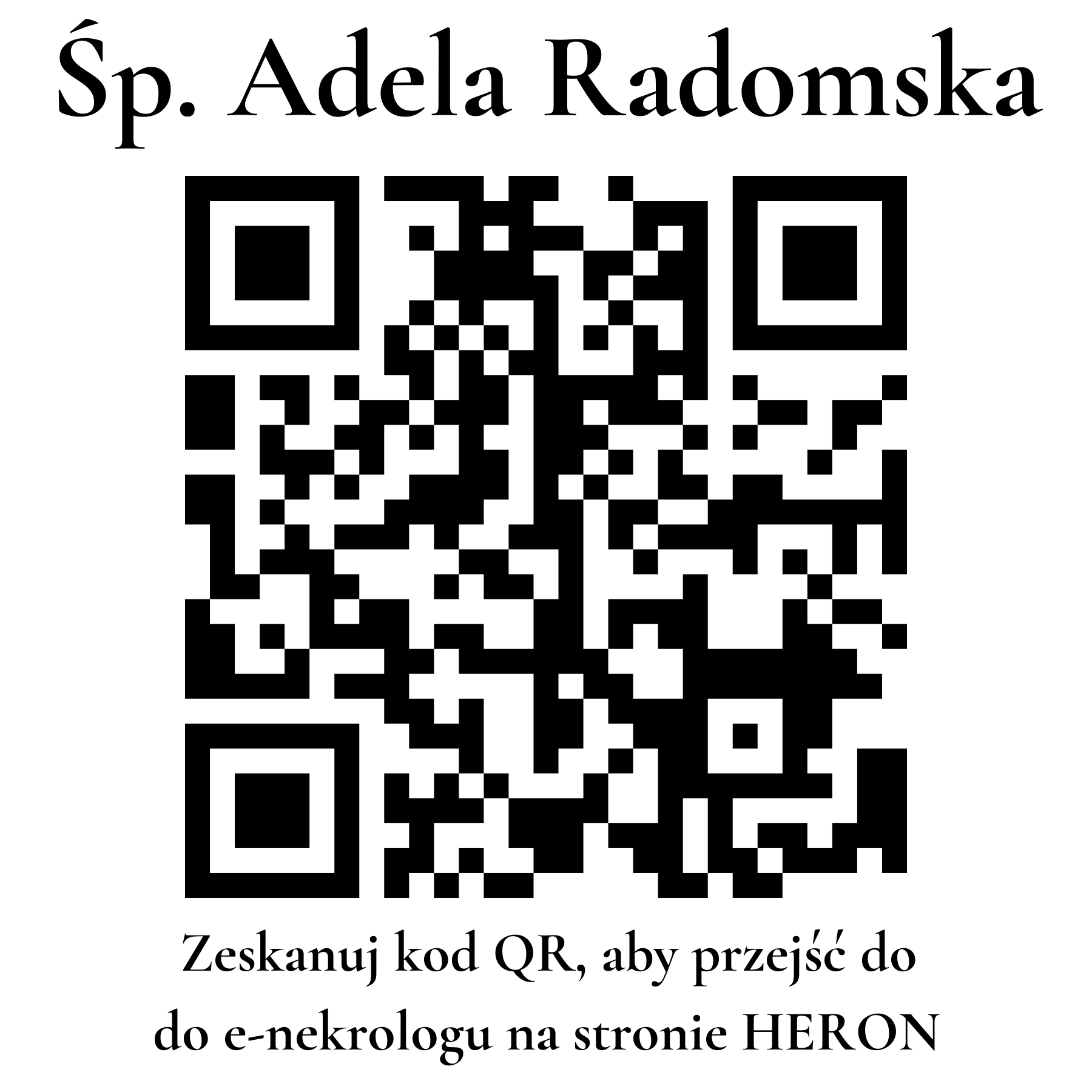 Kod QR do nekrologu Adela Radomska Kod QR do nekrologu Adela Radomska