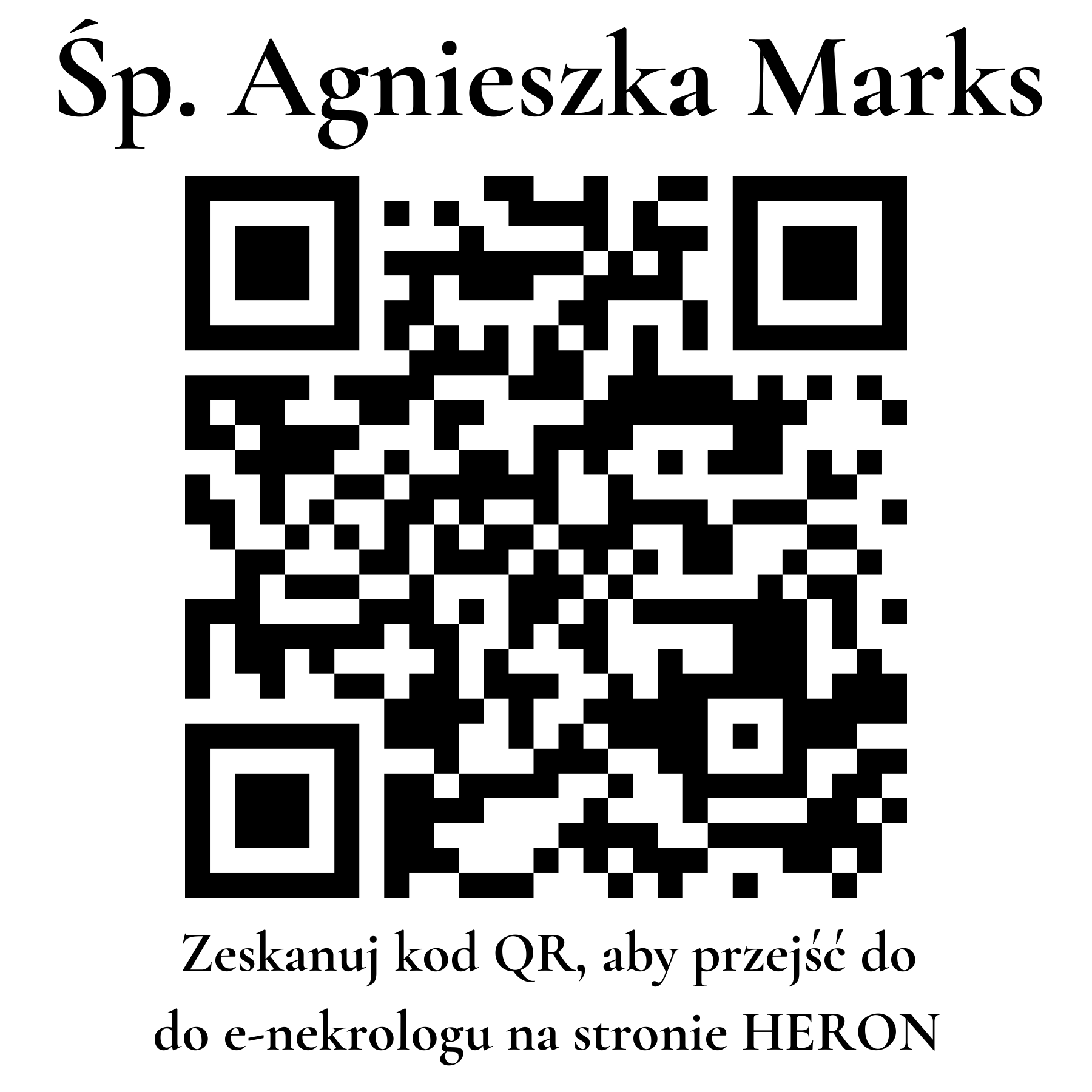 Kod QR do nekrologu Agnieszka Marks