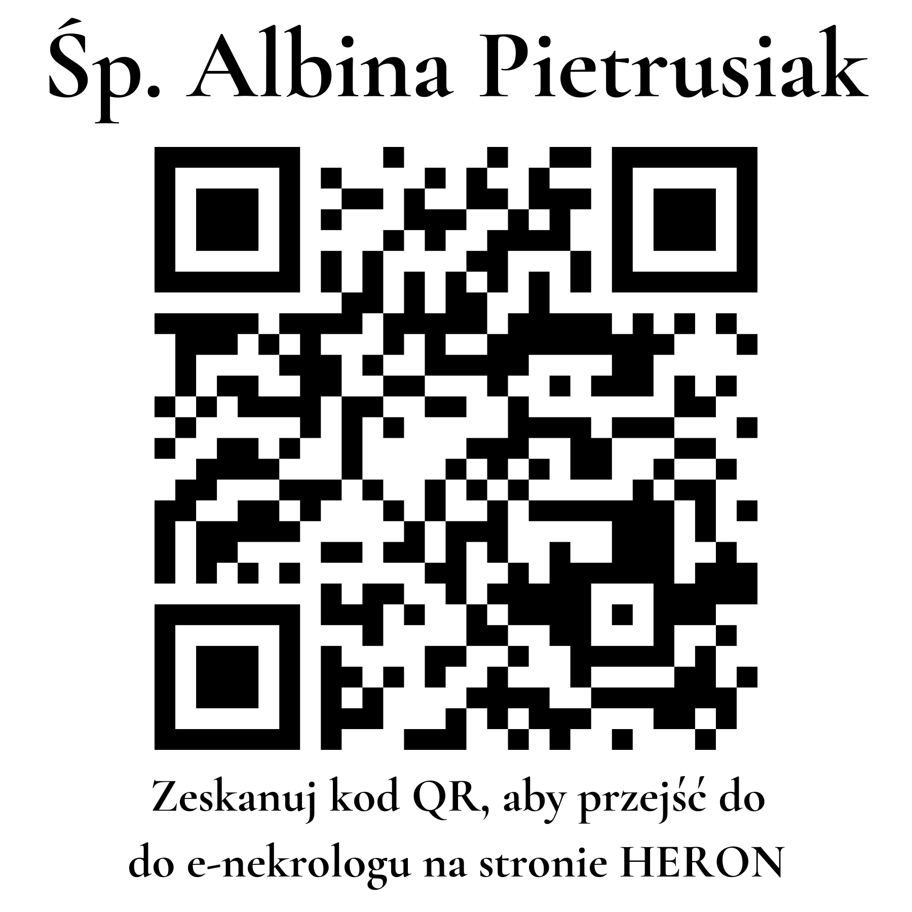 Kod QR do nekrologu Albina Pietrusiak Kod QR do nekrologu Albina Pietrusiak