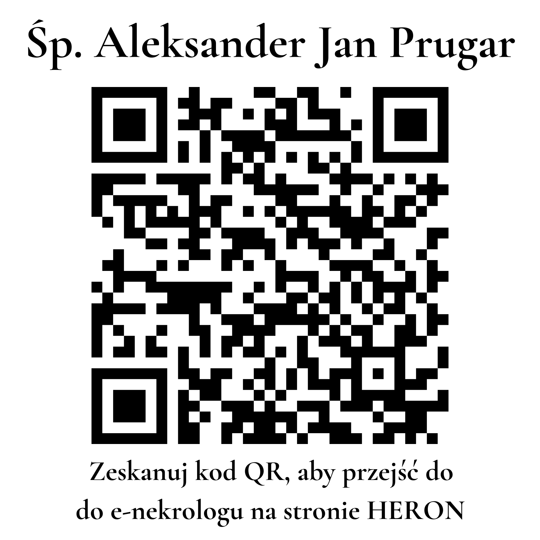 Kod QR do nekrologu Aleksander Jan Prugar Kod QR do nekrologu Aleksander Jan Prugar