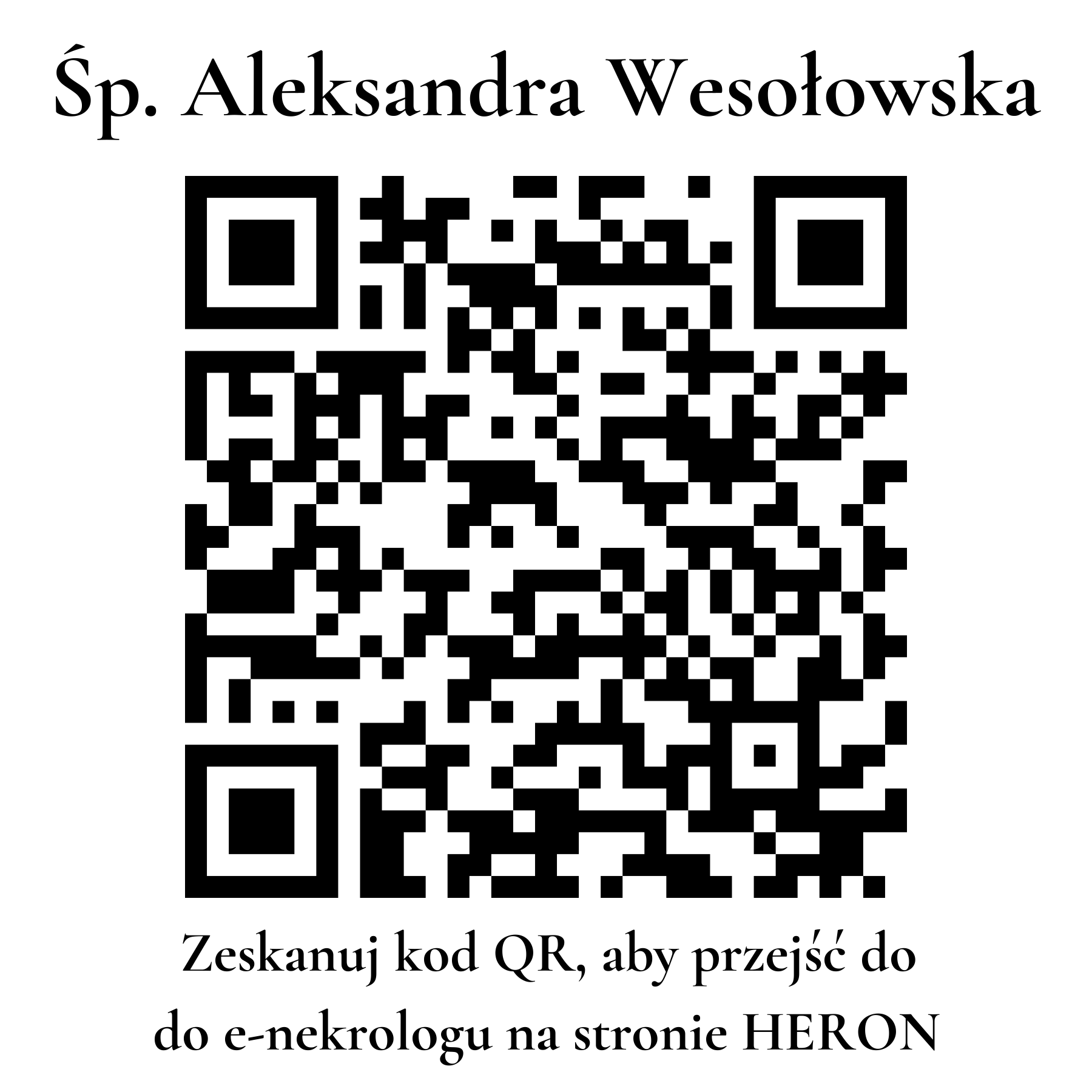 Kod QR do nekrologu Aleksandra Wesołowska Kod QR do nekrologu Aleksandra Wesołowska