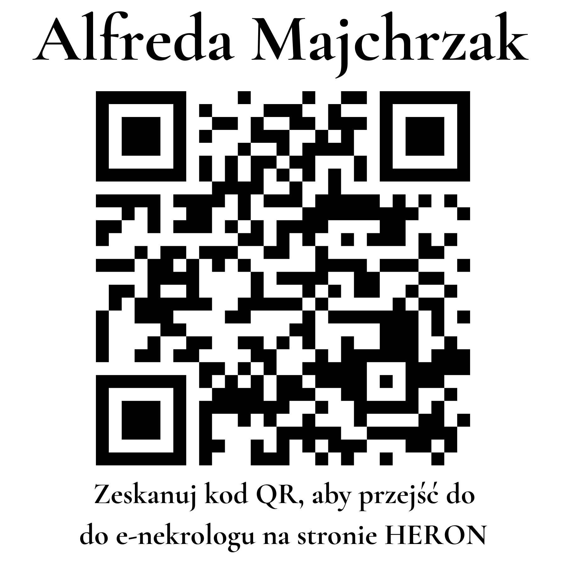 Kod QR do nekrologu Alfreda Majchrzak Kod QR do nekrologu Alfreda Majchrzak