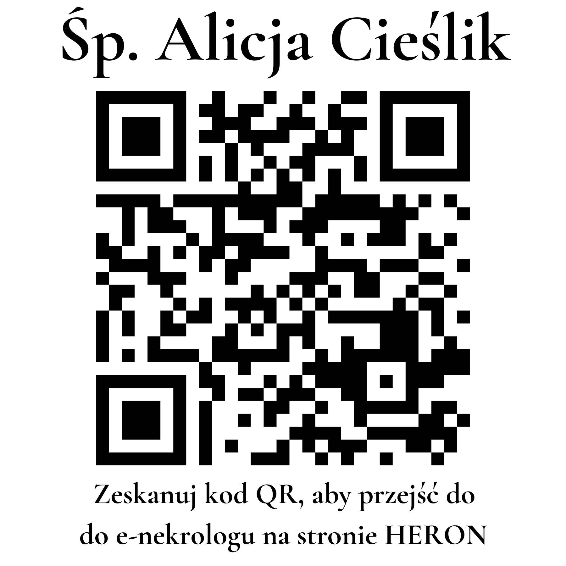 Kod QR do nekrologu Alicja Cieślik Kod QR do nekrologu Alicja Cieślik