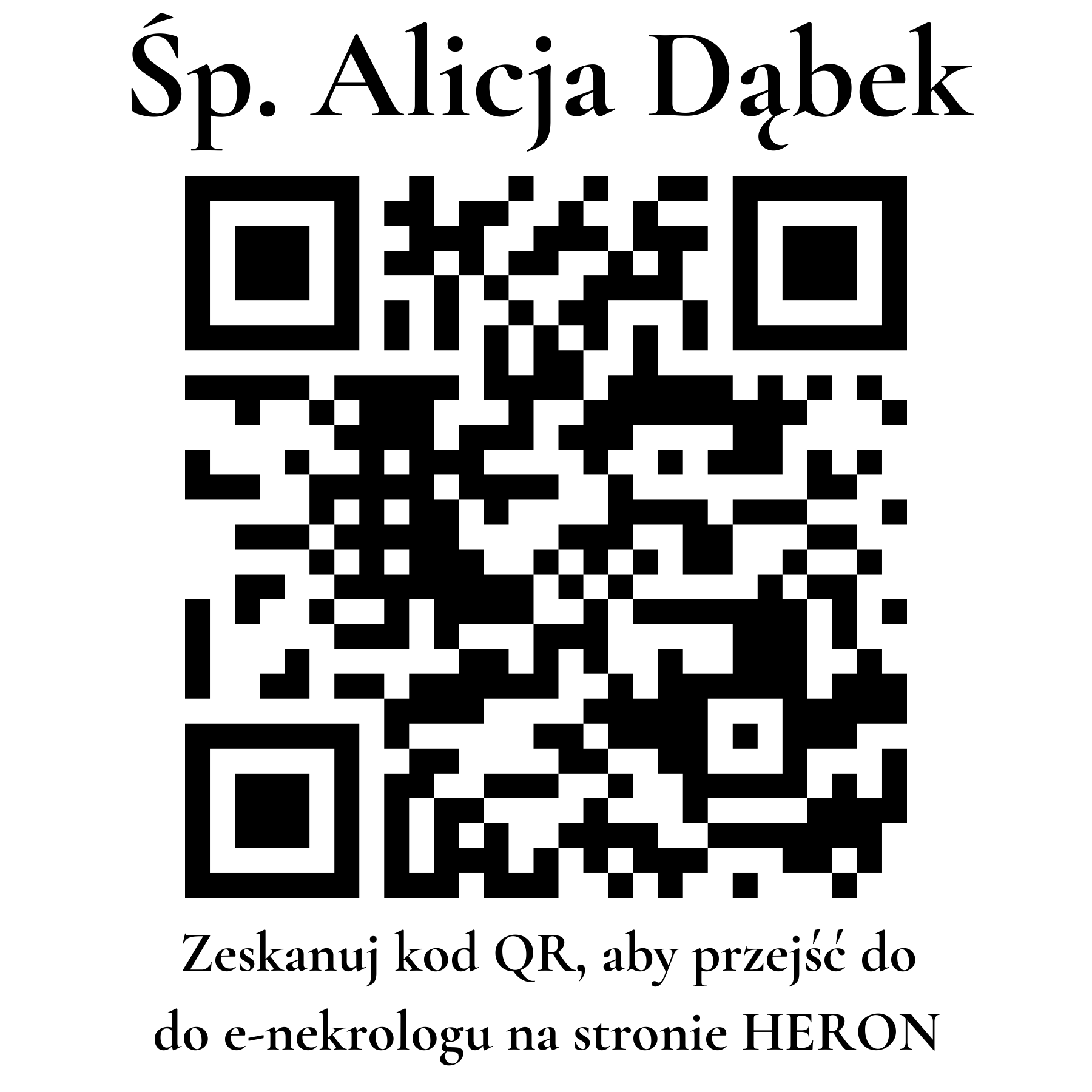 Kod QR do nekrologu Alicja Dąbek Kod QR do nekrologu Alicja Dąbek