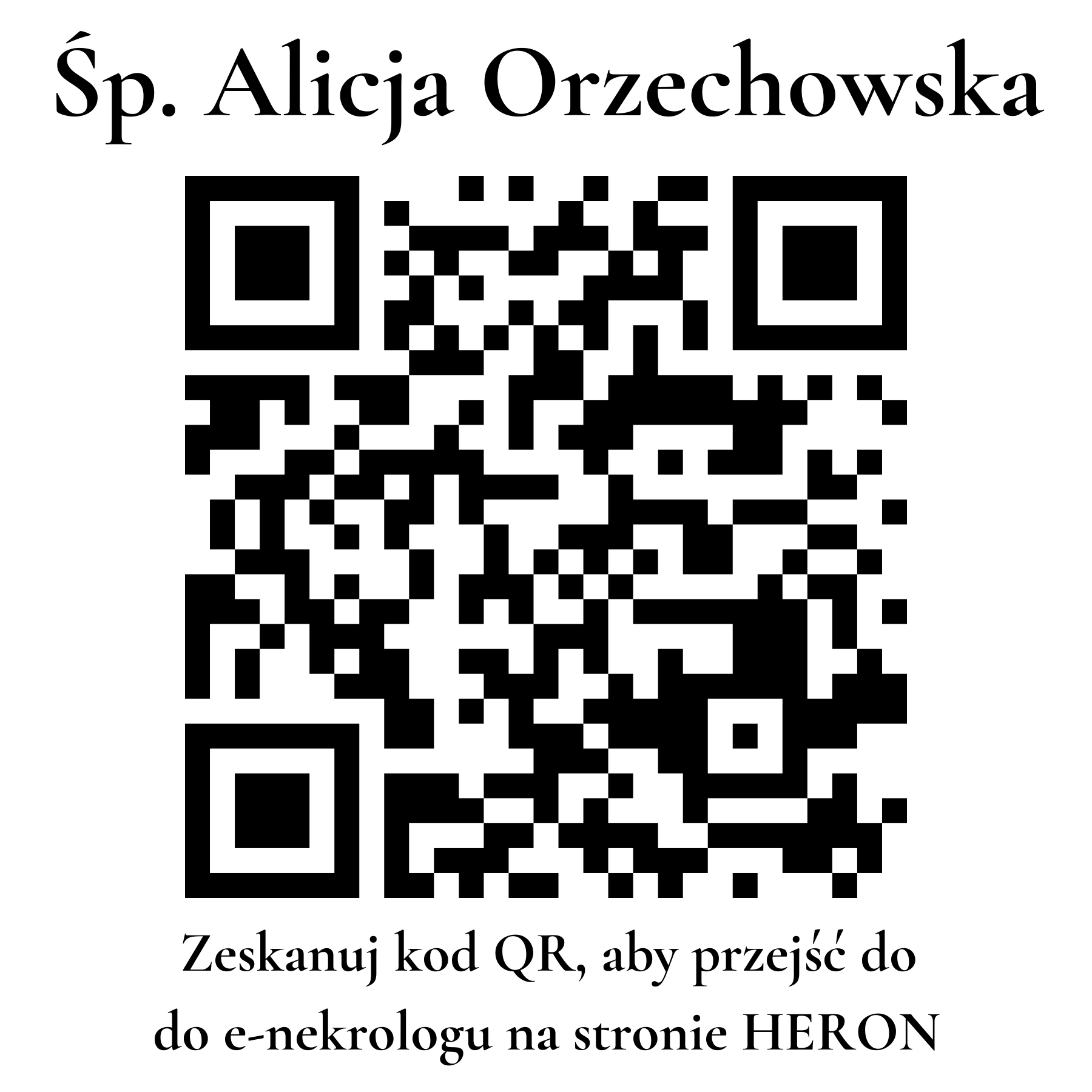 Kod QR do nekrologu Alicja Orzechowska Kod QR do nekrologu Alicja Orzechowska