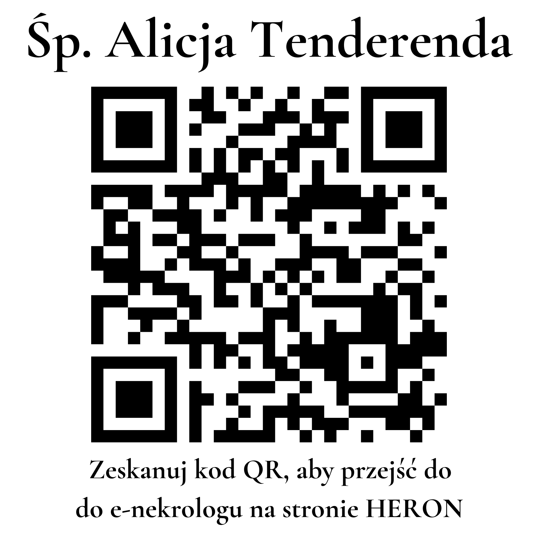 Kod QR do nekrologu Alicja Tenderenda Kod QR do nekrologu Alicja Tenderenda