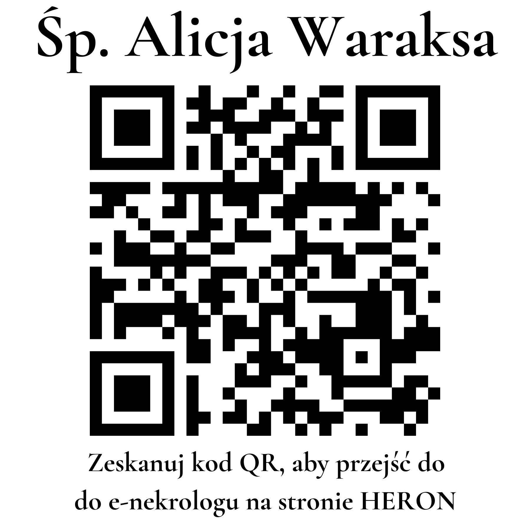 Kod QR do nekrologu Alicja Waraksa Kod QR do nekrologu Alicja Waraksa