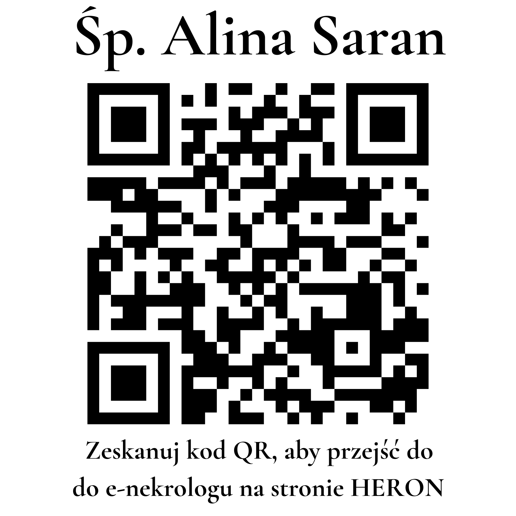 Kod QR do nekrologu Alina Saran Kod QR do nekrologu Alina Saran