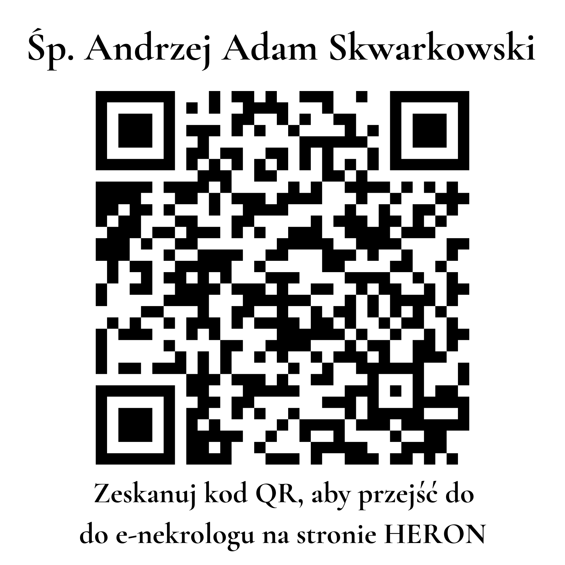 Kod QR do nekrologu Andrzej Adam Skwarkowski Kod QR do nekrologu Andrzej Adam Skwarkowski
