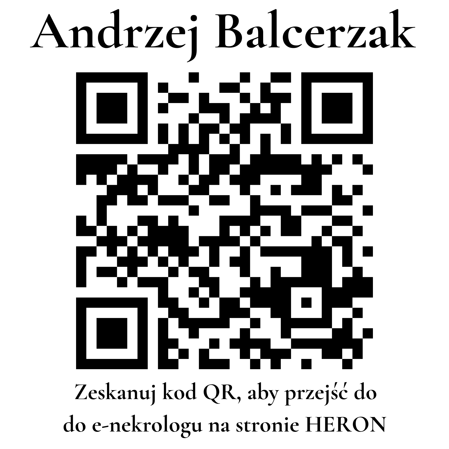 Kod QR do nekrologu Andrzej Balcerzak Kod QR do nekrologu Andrzej Balcerzak