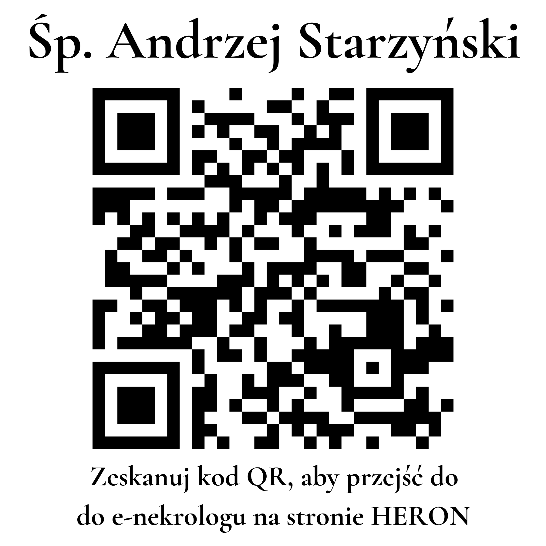 Kod QR do nekrologu Andrzej Starzyński Kod QR do nekrologu Andrzej Starzyński
