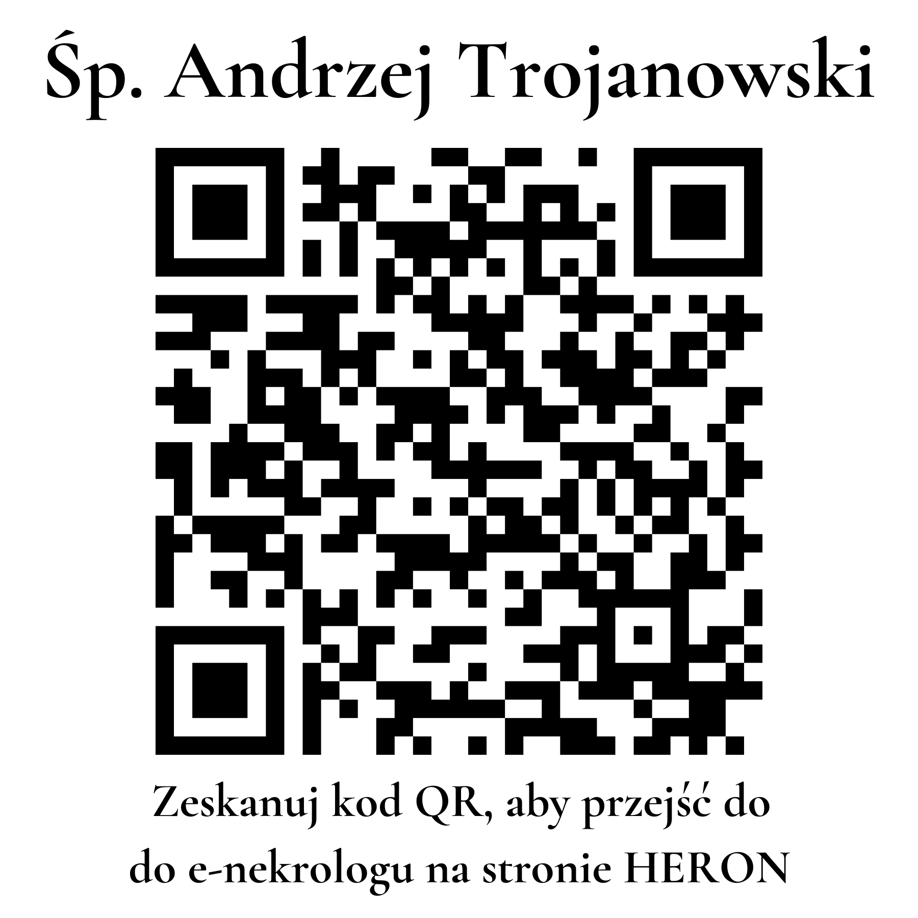 Kod QR do nekrologu Andrzej Trojanowski Kod QR do nekrologu Andrzej Trojanowski