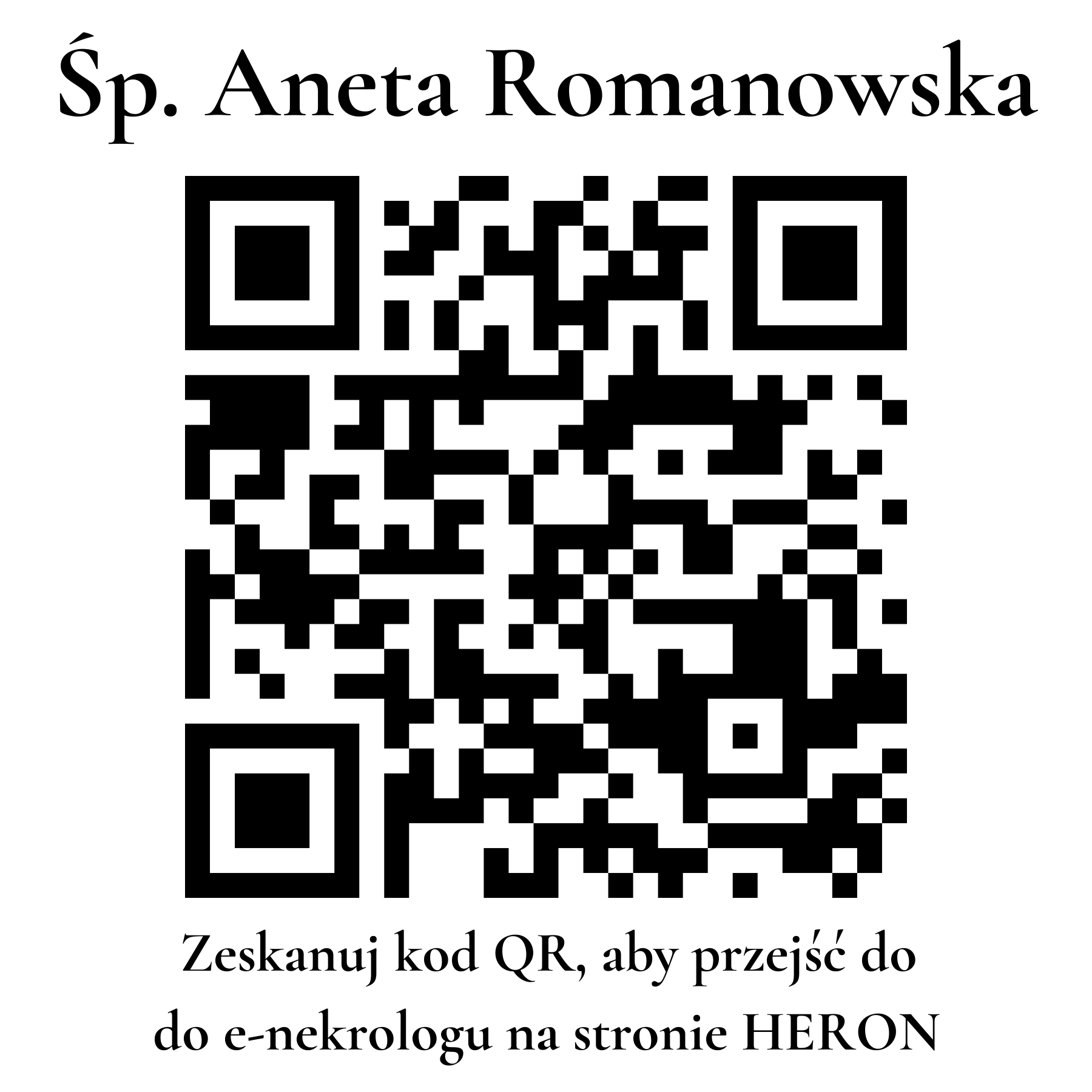 Kod QR do nekrologu Aneta Romanowska
