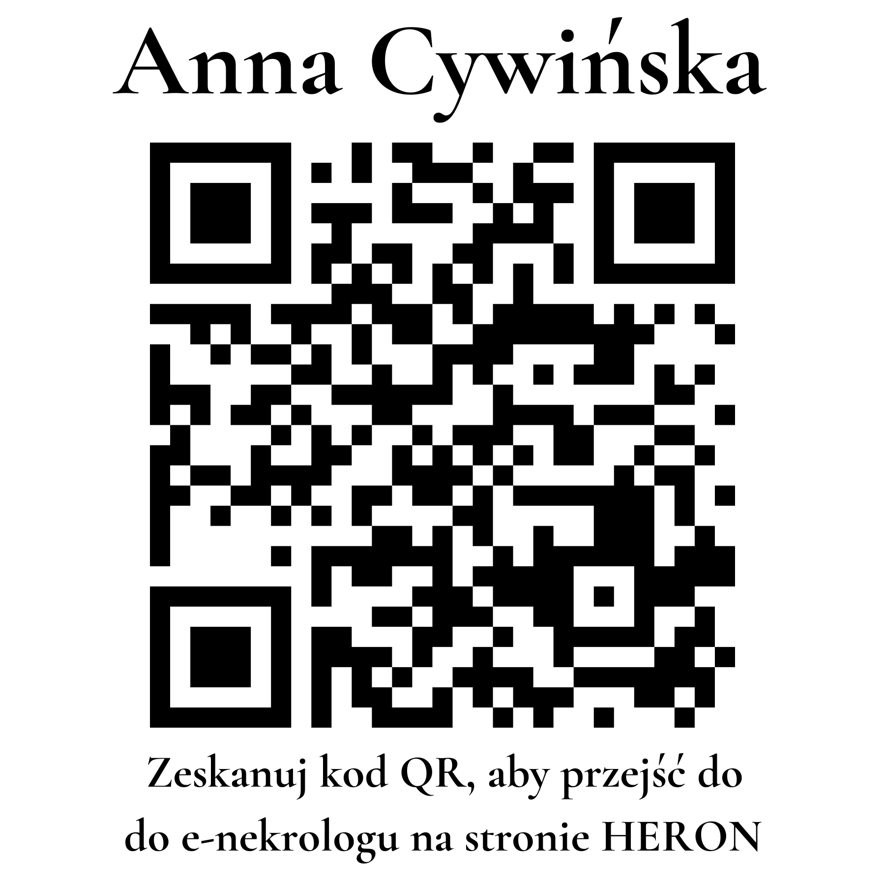 Kod QR do nekrologu Anna Cywińska
