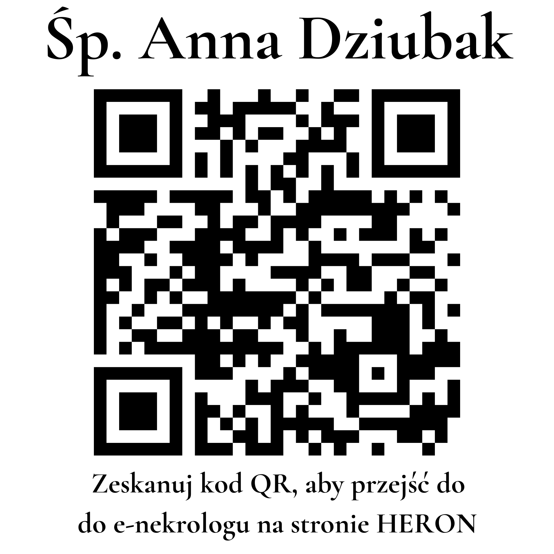 Kod QR do nekrologu Anna Dziubak Kod QR do nekrologu Anna Dziubak