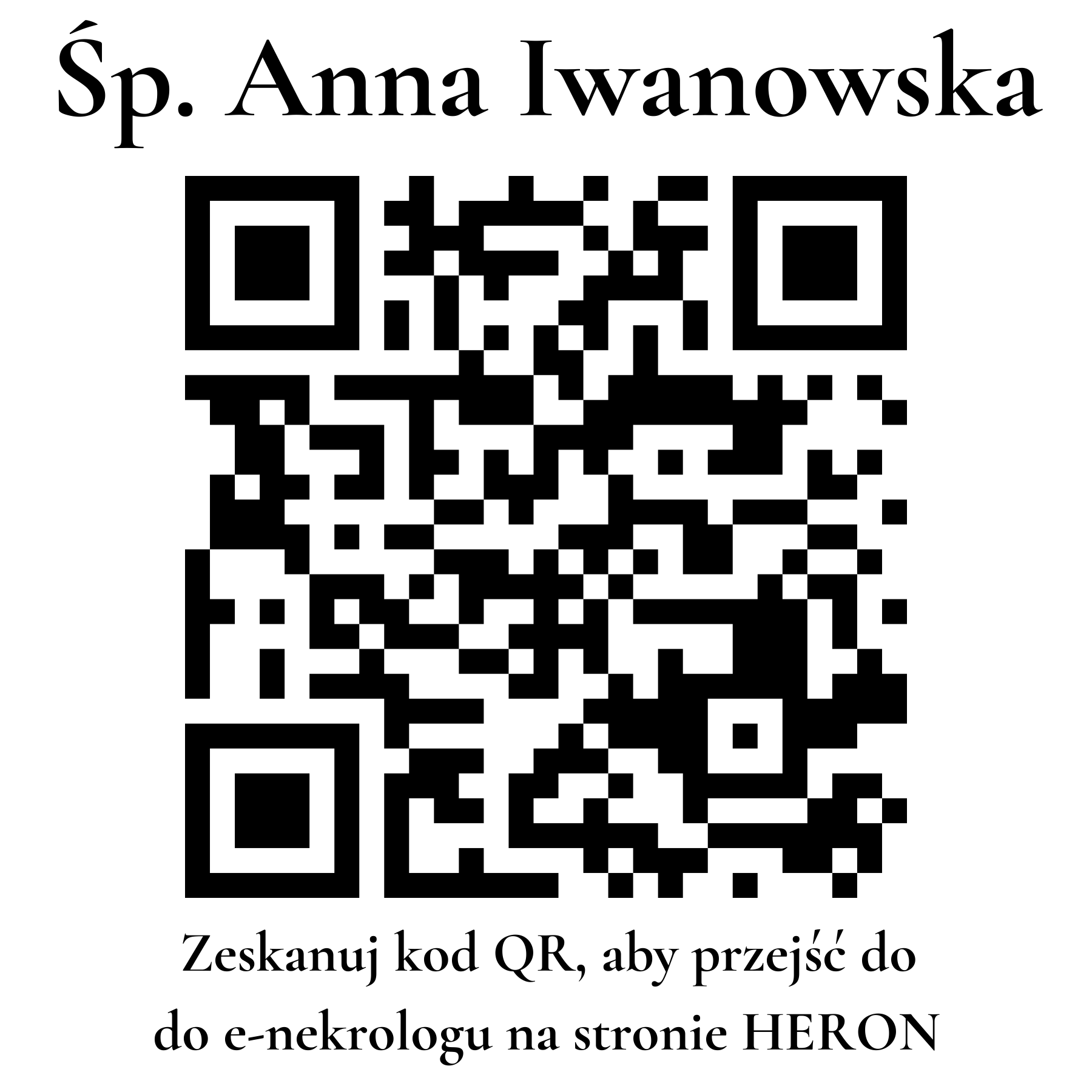 Kod QR do nekrologu Anna Iwanowska Kod QR do nekrologu Anna Iwanowska