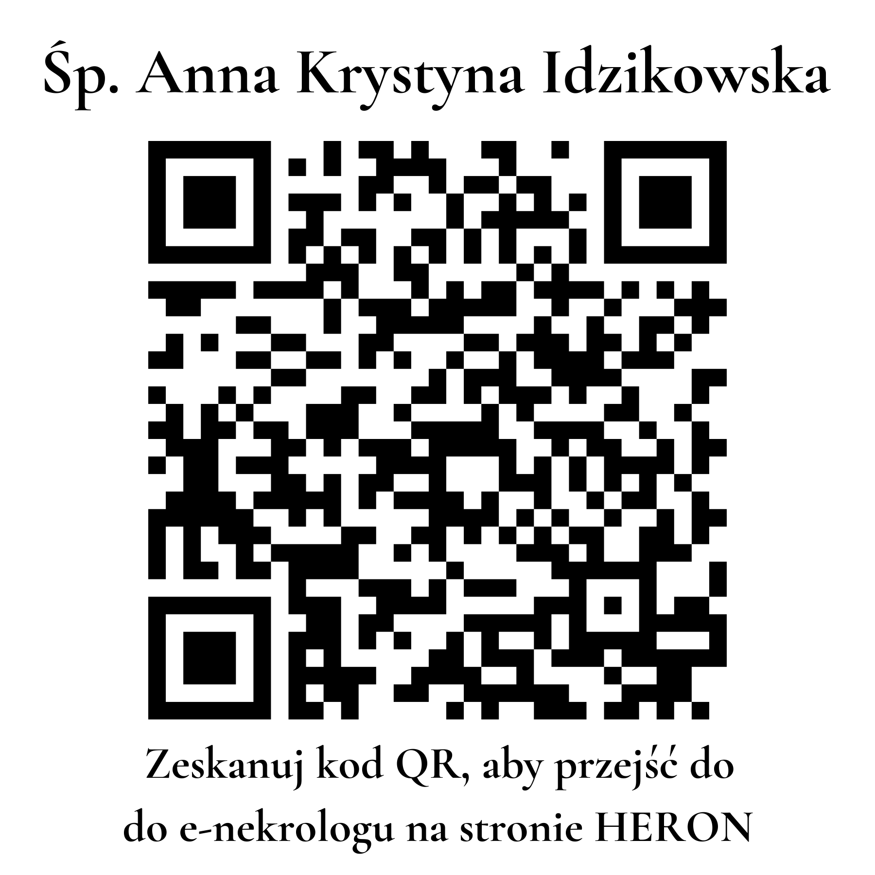 Kod QR do nekrologu Anna Krystyna Idzikowska Kod QR do nekrologu Anna Krystyna Idzikowska