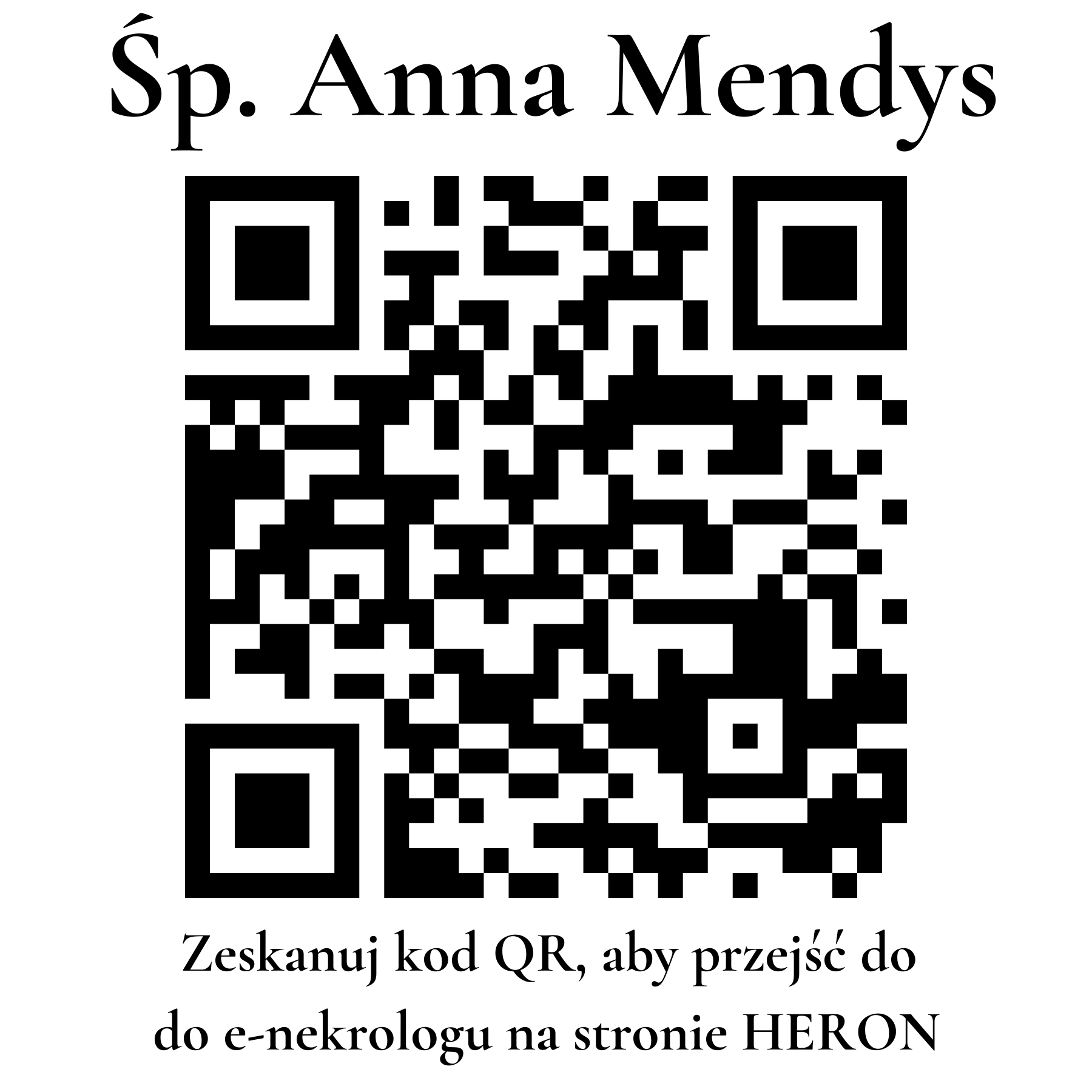 Kod QR do nekrologu Anna Mendys Kod QR do nekrologu Anna Mendys