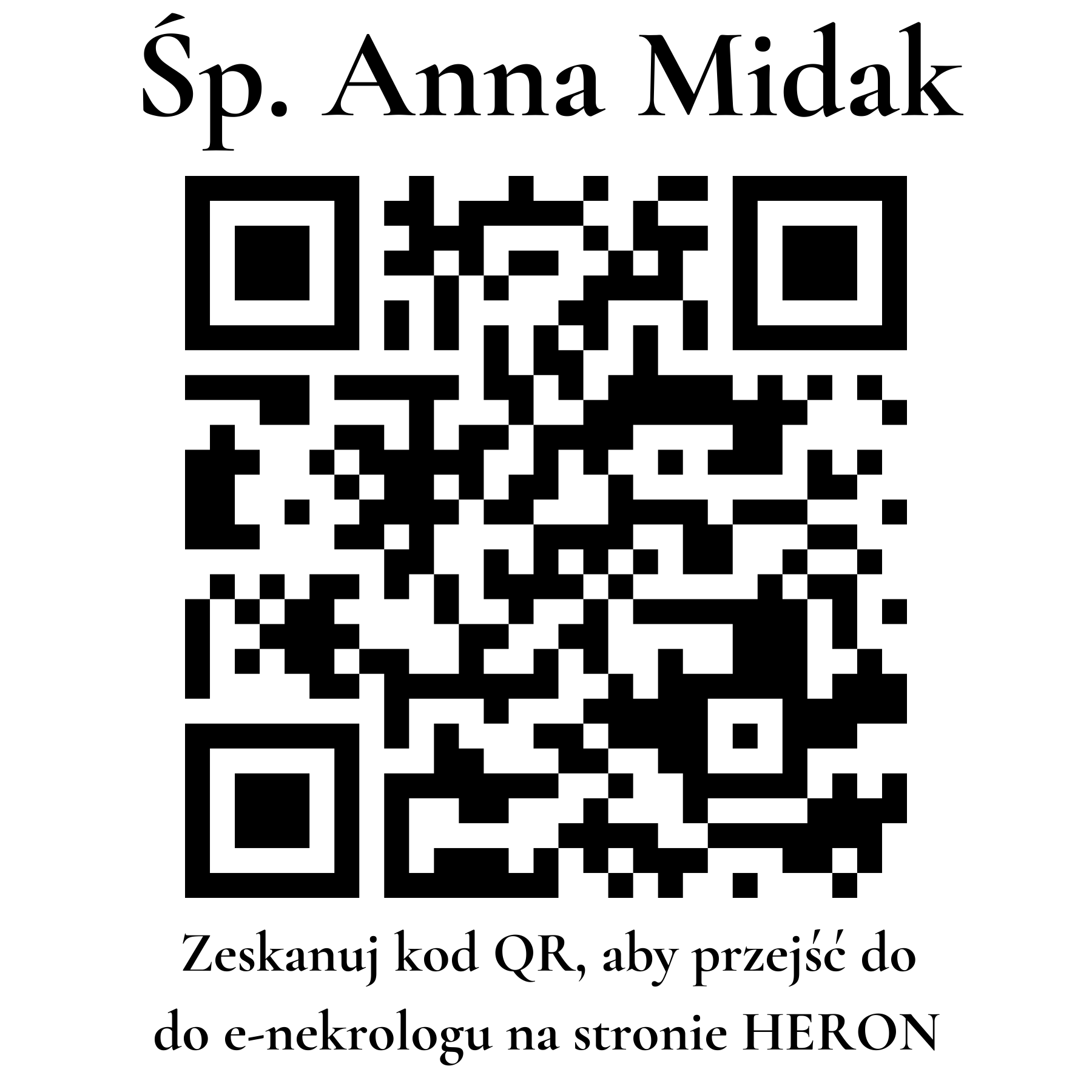 Kod QR do nekrologu Anna Midak