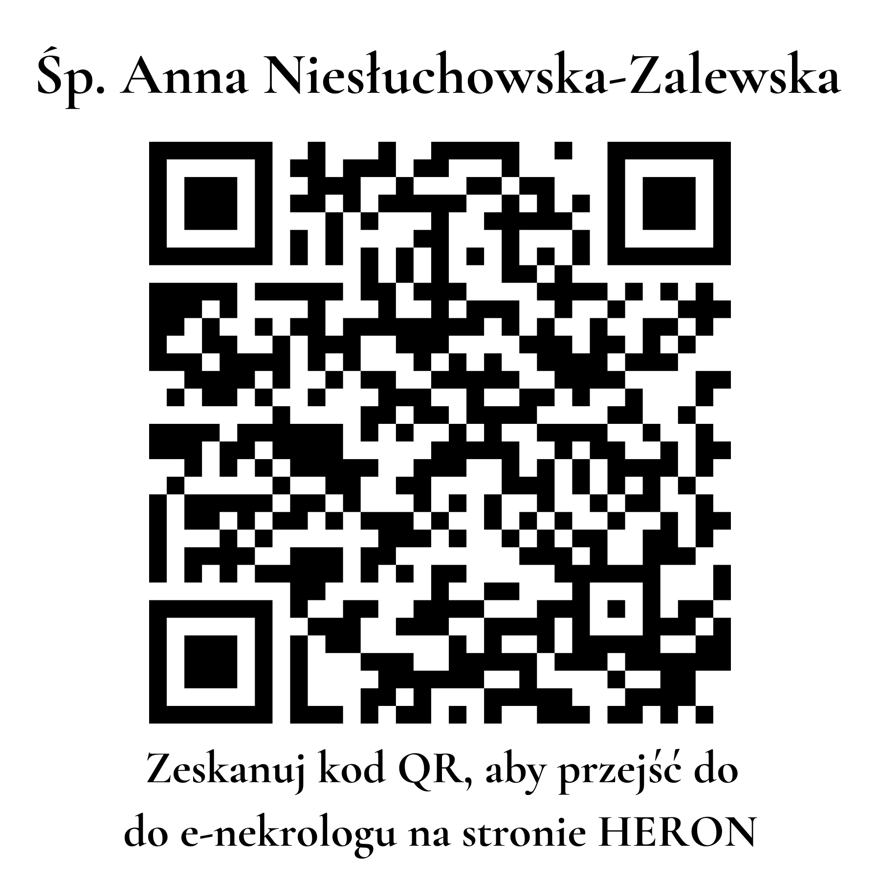 Kod QR do nekrologu Anna Niesłuchowska-Zalewska Kod QR do nekrologu Anna Niesłuchowska-Zalewska