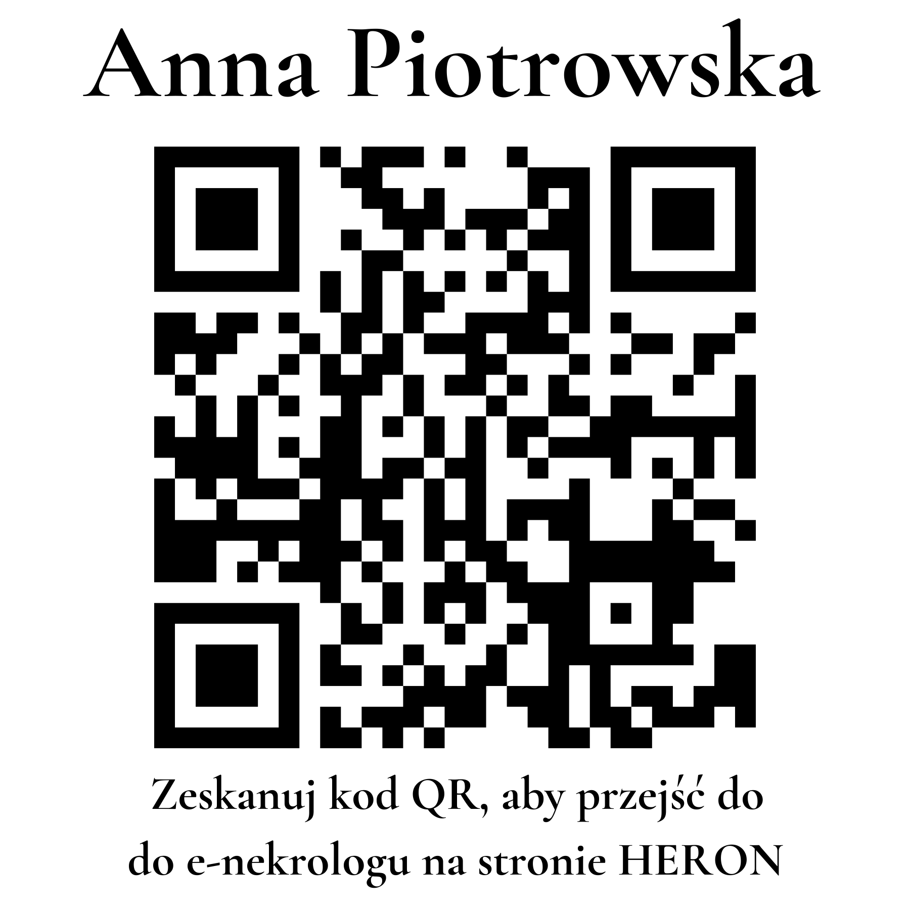 Kod QR do nekrologu Anna Piotrowska