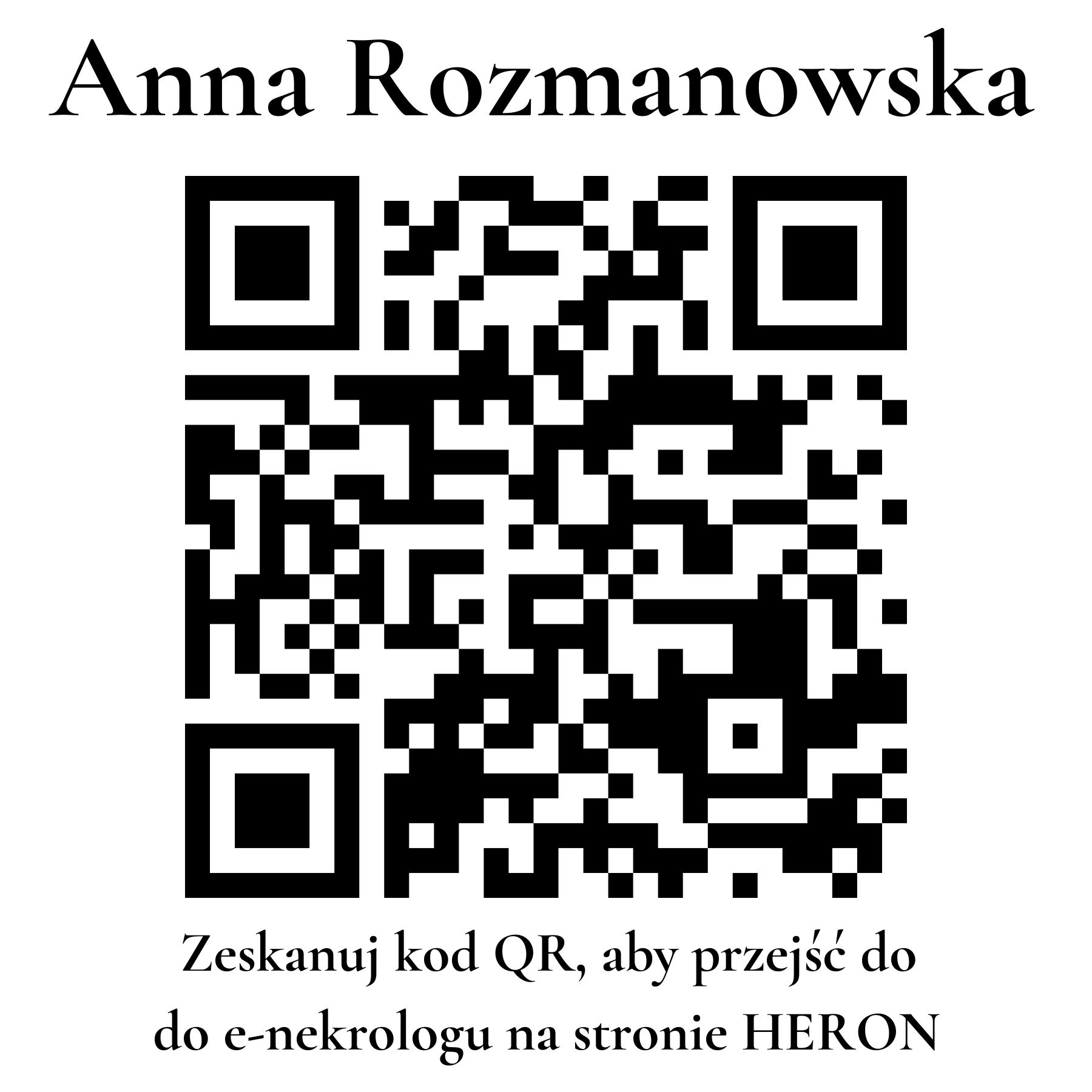Kod QR do nekrologu Anna Rozmanowska Kod QR do nekrologu Anna Rozmanowska