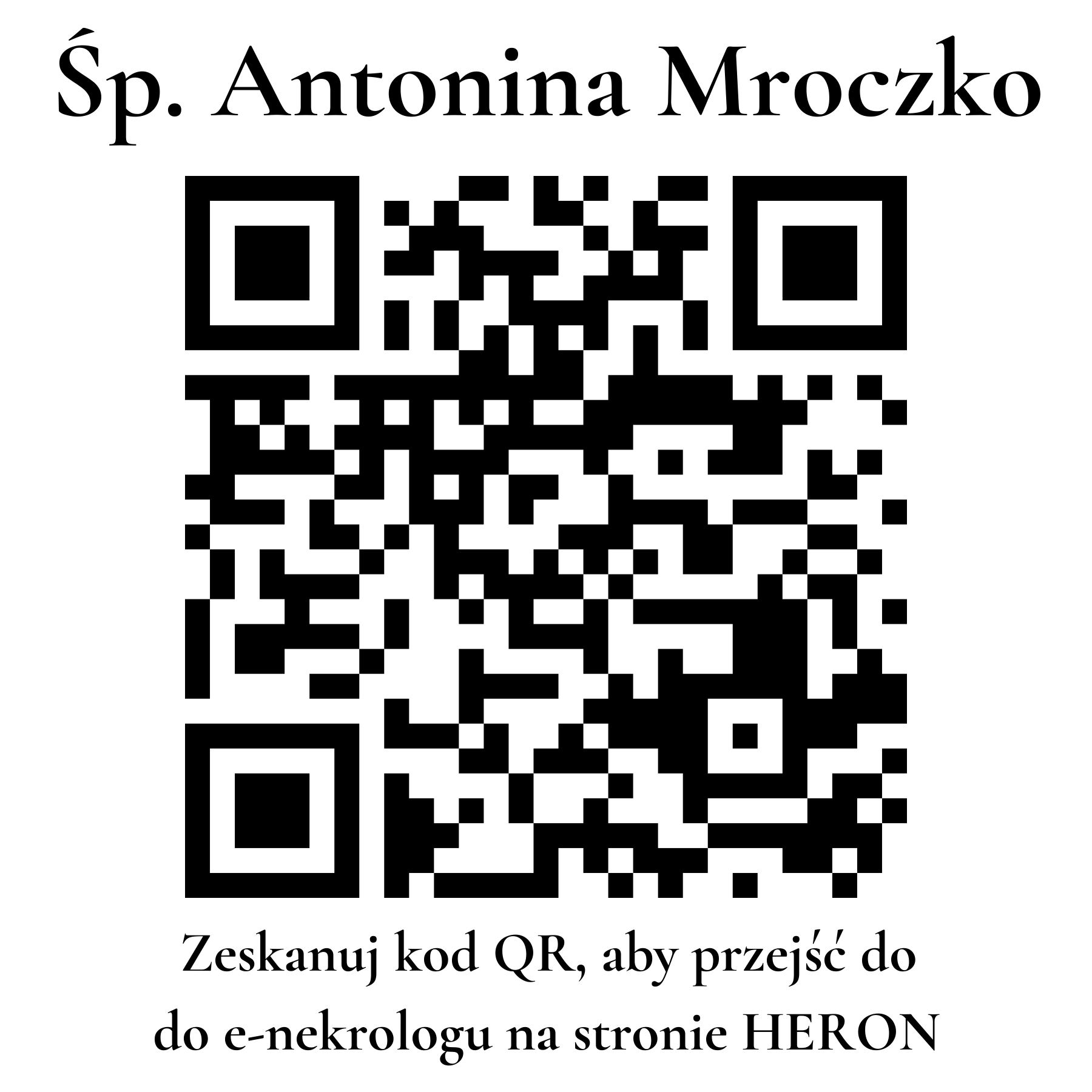 Kod QR do nekrologu Antonina Mroczko Kod QR do nekrologu Antonina Mroczko