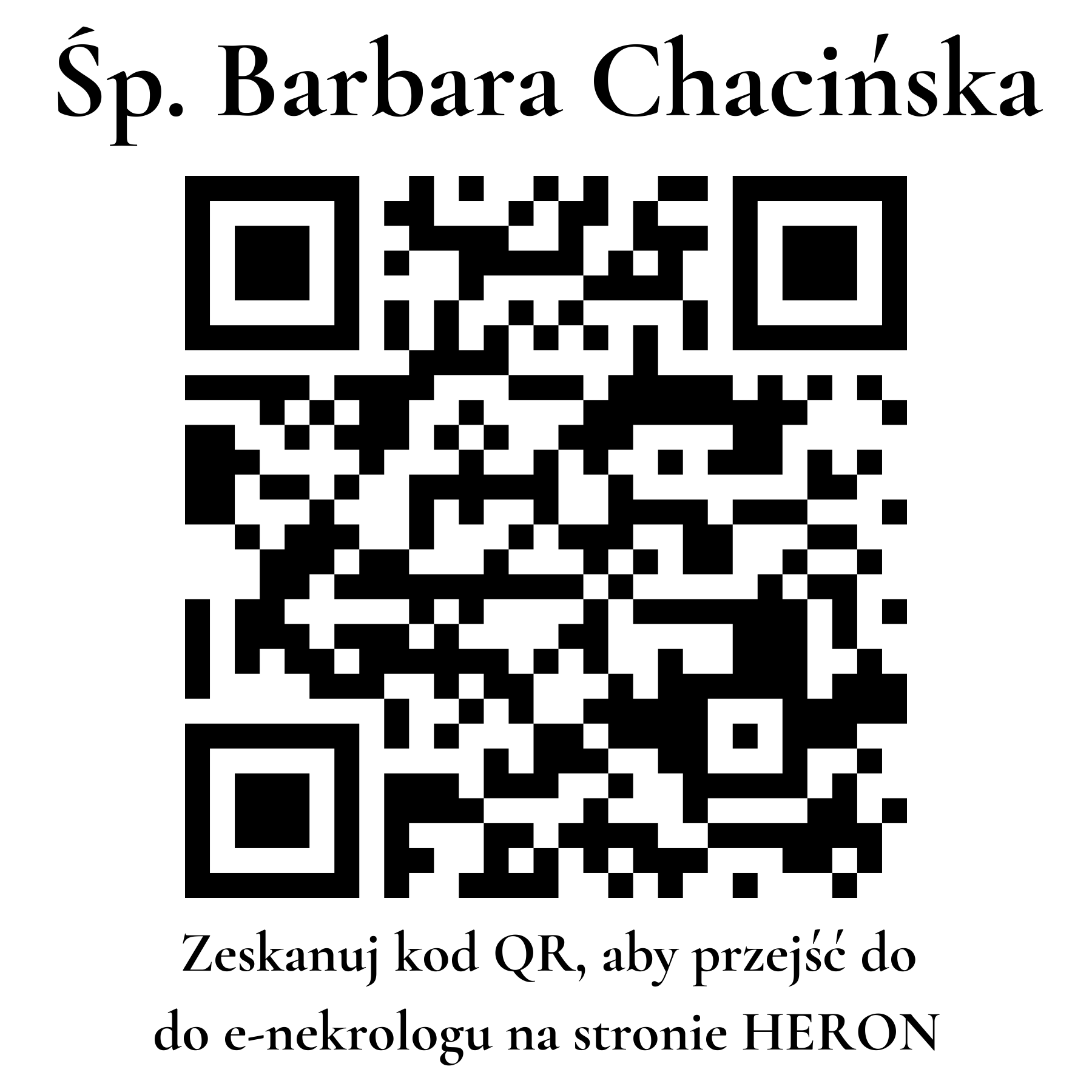 Kod QR do nekrologu Barbara Chacińska Kod QR do nekrologu Barbara Chacińska