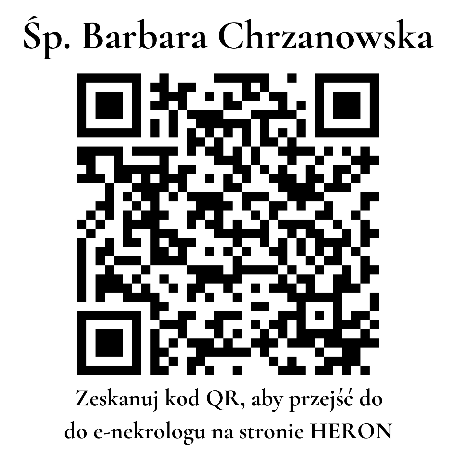 Kod QR do nekrologu Barbara Chrzanowska Kod QR do nekrologu Barbara Chrzanowska