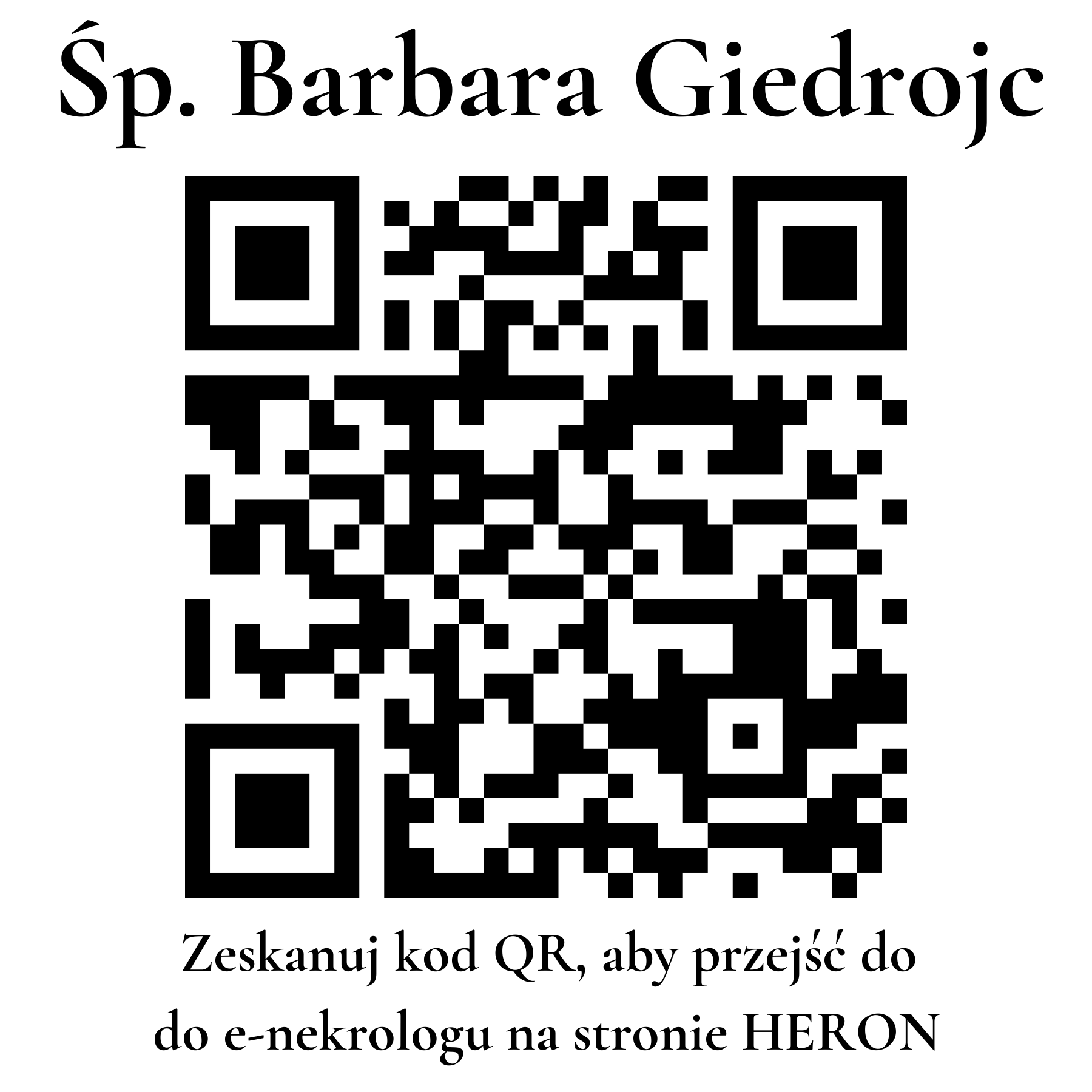 Kod QR do nekrologu Barbara Giedrojc Kod QR do nekrologu Barbara Giedrojc