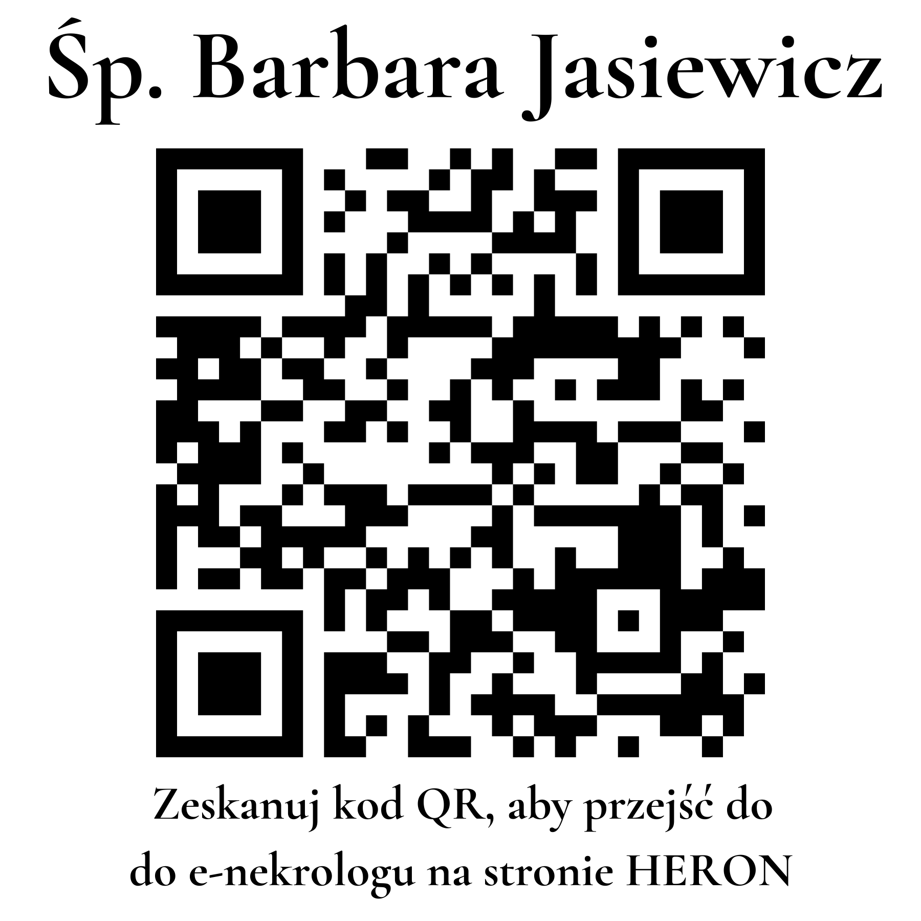 Kod QR do nekrologu Barbara Jasiewicz Kod QR do nekrologu Barbara Jasiewicz