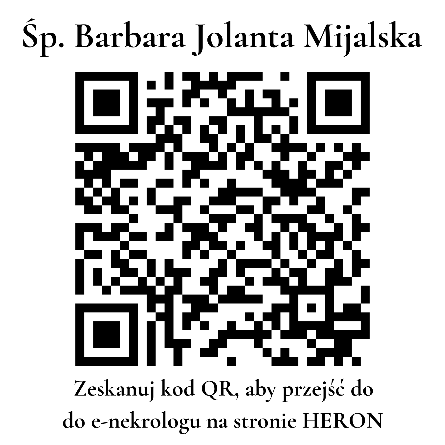 Kod QR do nekrologu Barbara Jolanta Mijalska Kod QR do nekrologu Barbara Jolanta Mijalska