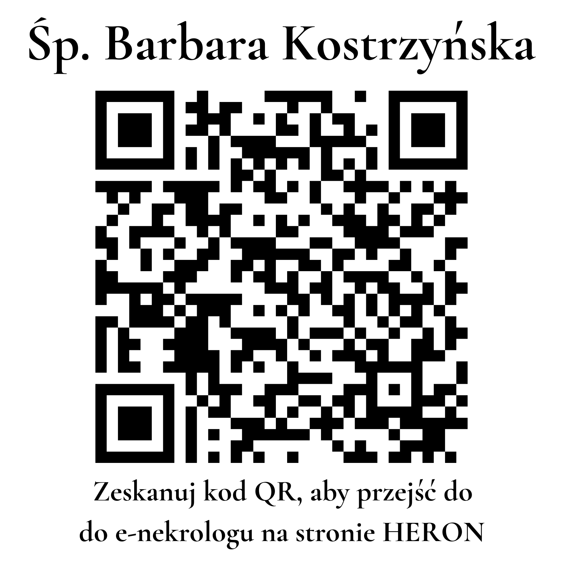 Kod QR do nekrologu Barbara Kostrzyńska Kod QR do nekrologu Barbara Kostrzyńska
