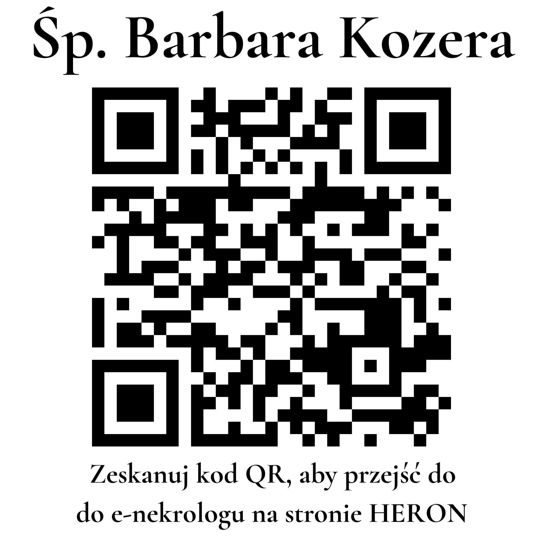 Kod QR do nekrologu Barbara Kozera Kod QR do nekrologu Barbara Kozera