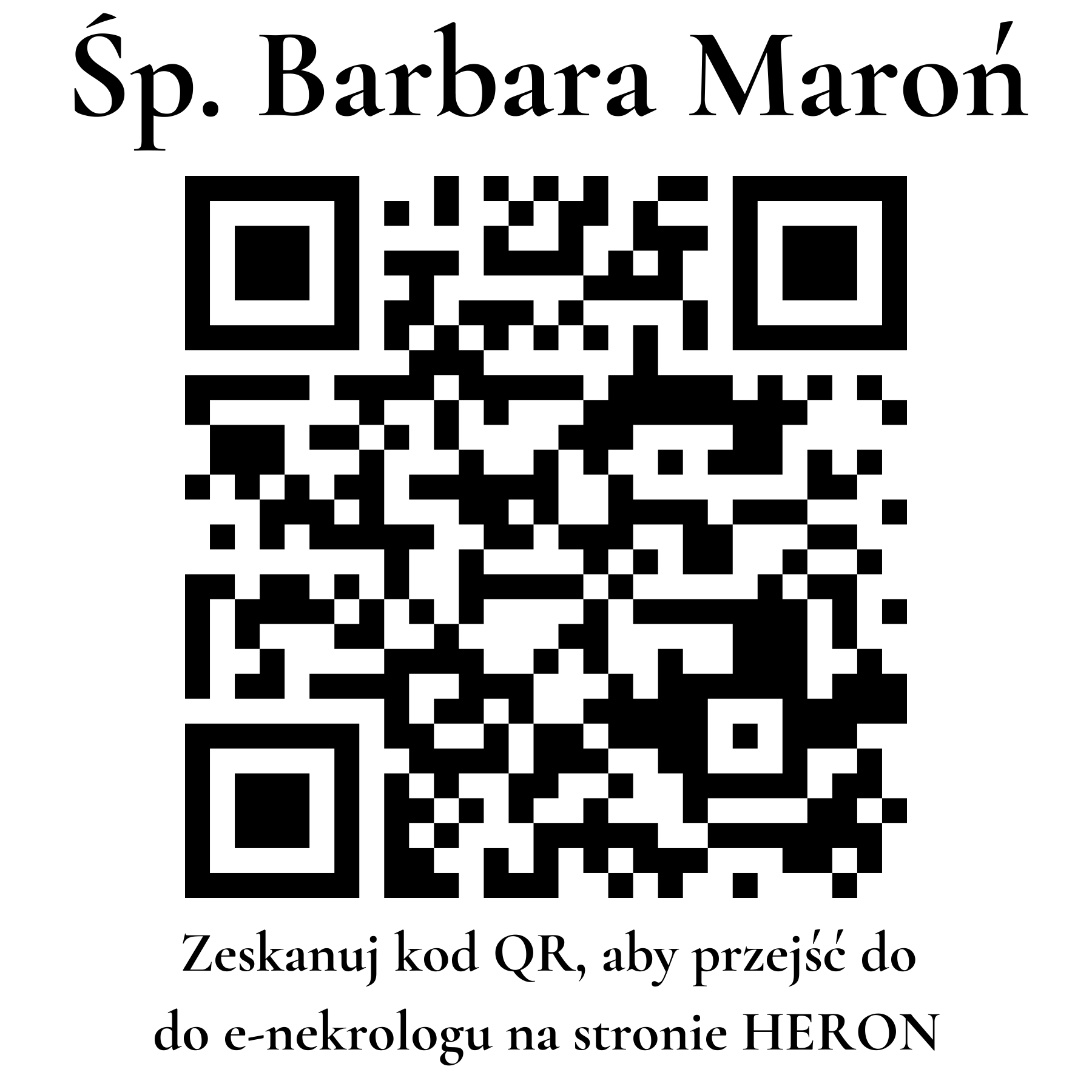Kod QR do nekrologu Barbara Maroń