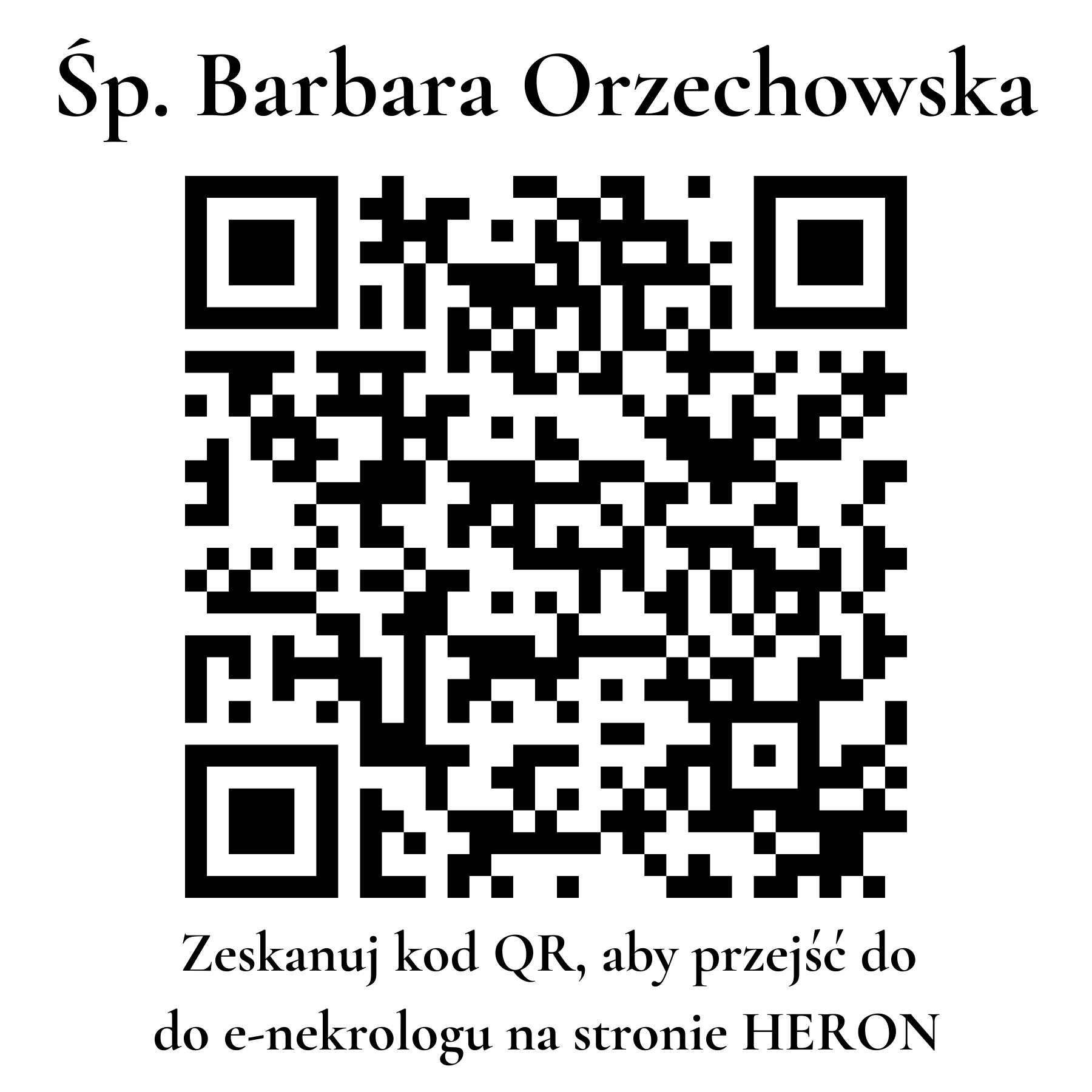 Kod QR do nekrologu Barbara Orzechowska Kod QR do nekrologu Barbara Orzechowska