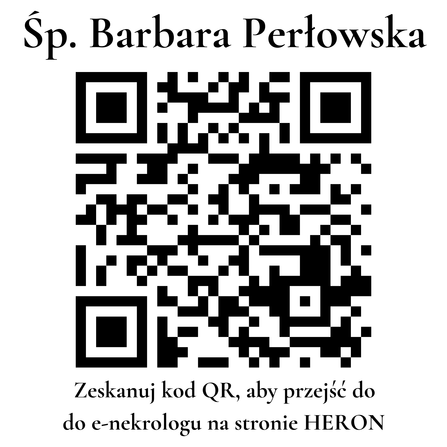 Kod QR do nekrologu Barbara Perłowska Kod QR do nekrologu Barbara Perłowska