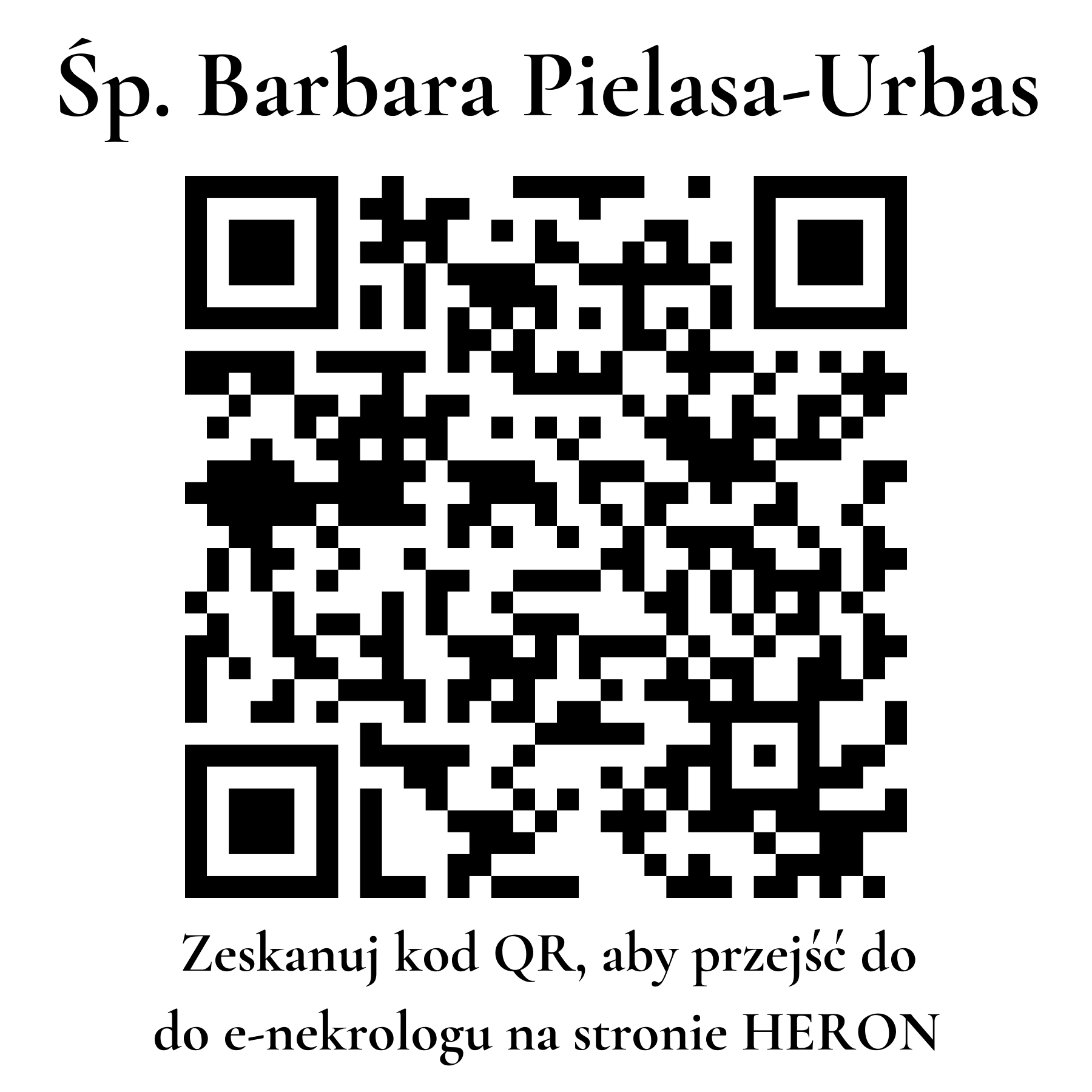 Kod QR do nekrologu Barbara Pielasa-Urbas