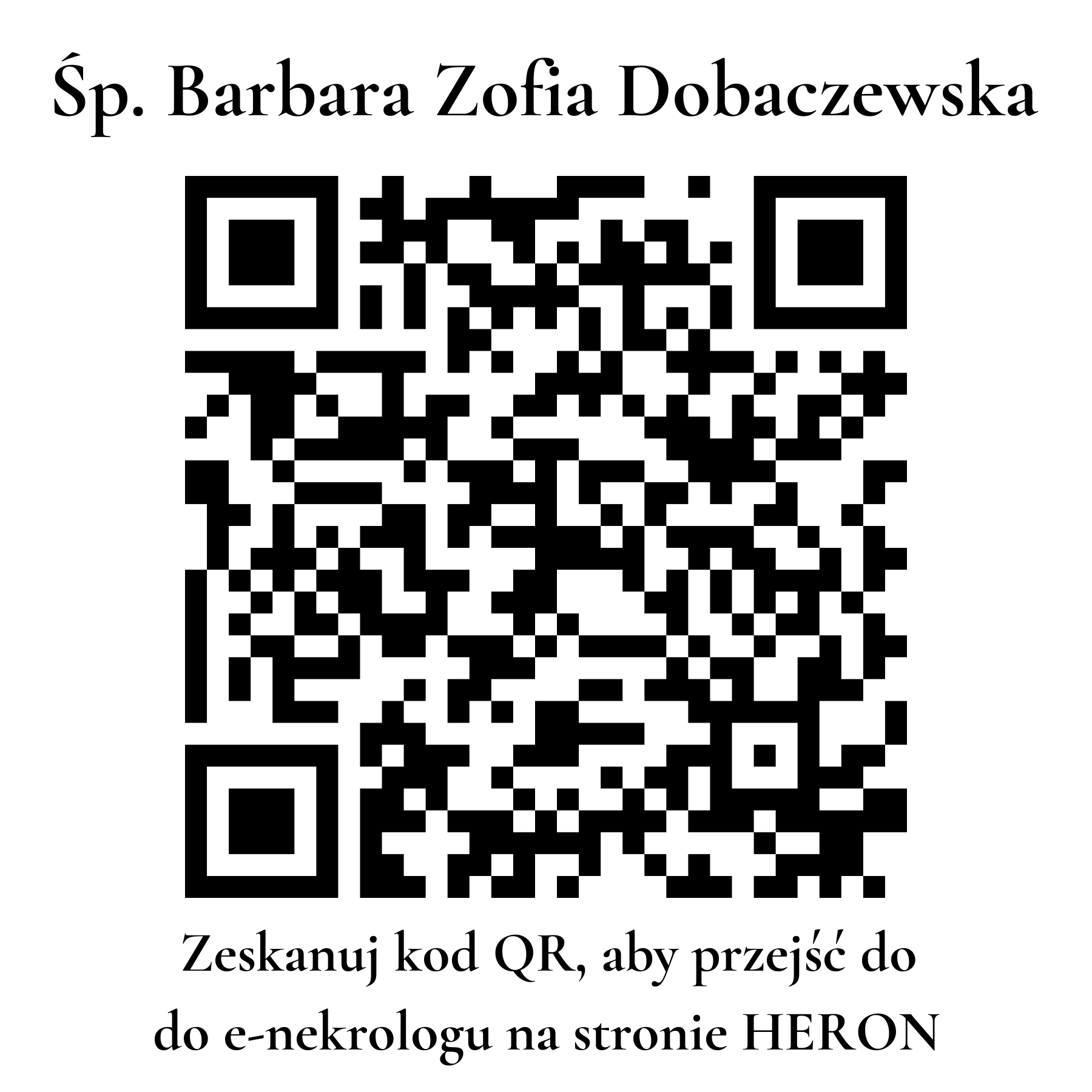 Kod QR do nekrologu Barbara Zofia Dobaczewska