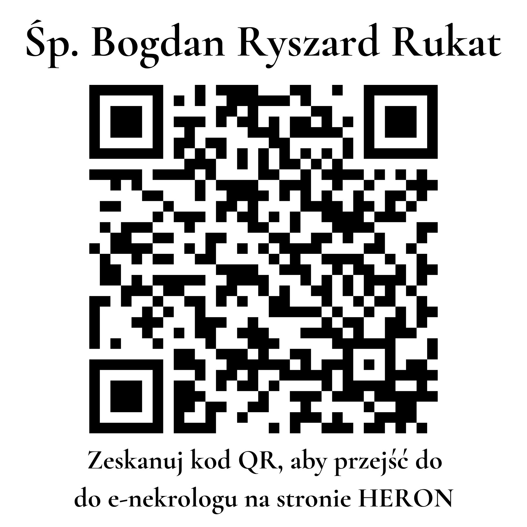 Kod QR do nekrologu Bogdan Ryszard Rukat Kod QR do nekrologu Bogdan Ryszard Rukat