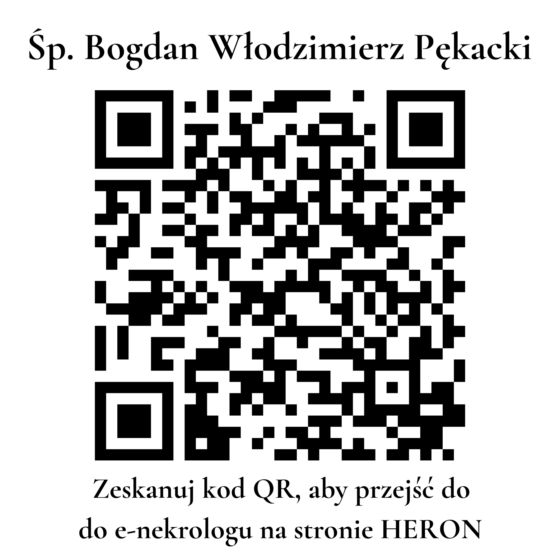 Kod QR do nekrologu Bogdan Włodzimierz Pękacki Kod QR do nekrologu Bogdan Włodzimierz Pękacki