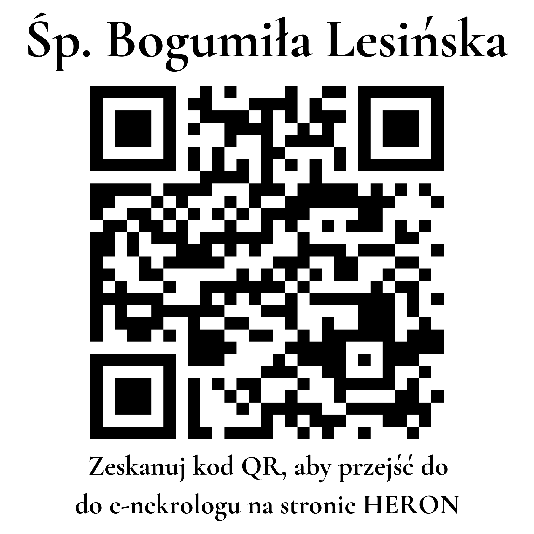 Kod QR do nekrologu Bogumiła Lesińska Kod QR do nekrologu Bogumiła Lesińska