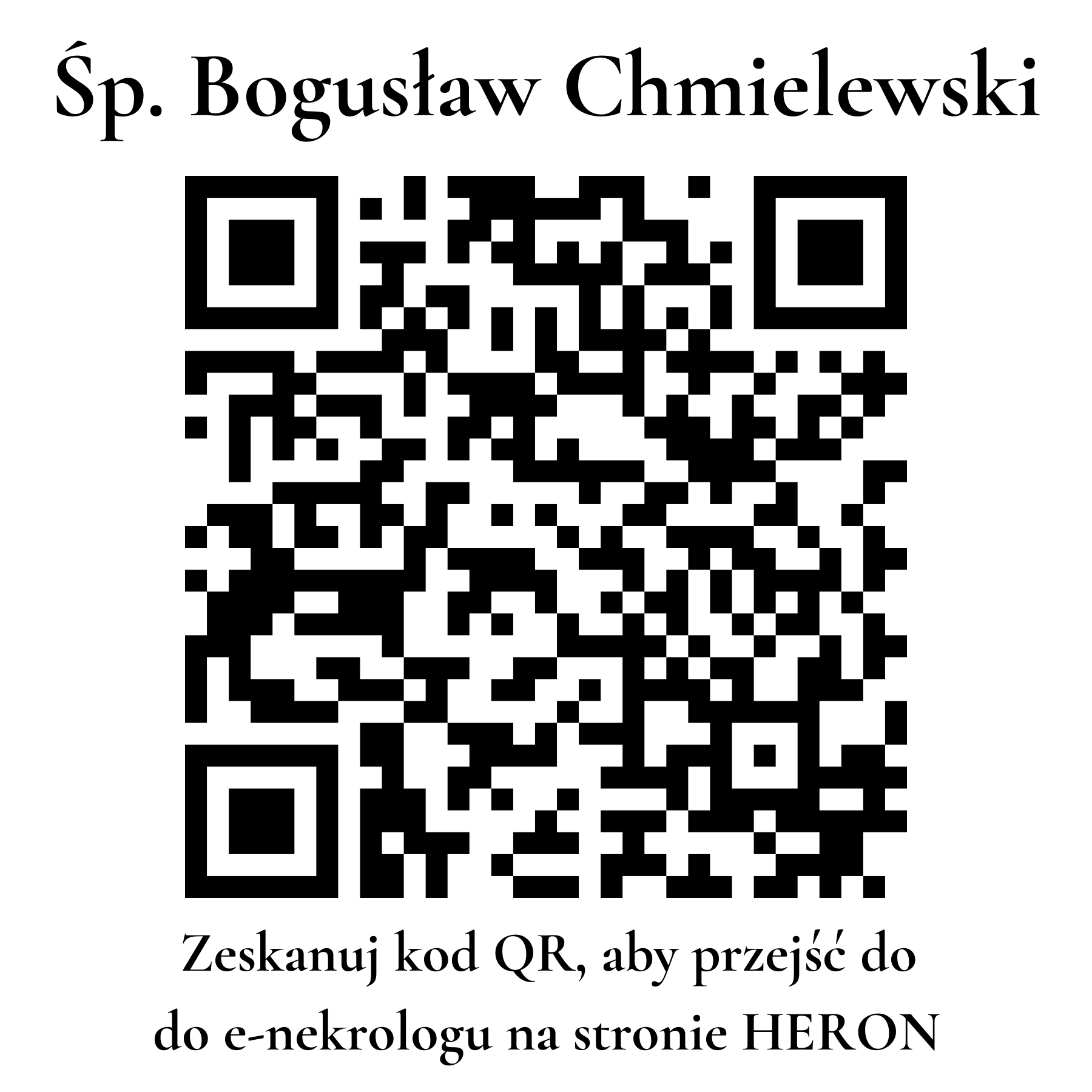 Kod QR do nekrologu Bogusław Chmielewski Kod QR do nekrologu Bogusław Chmielewski