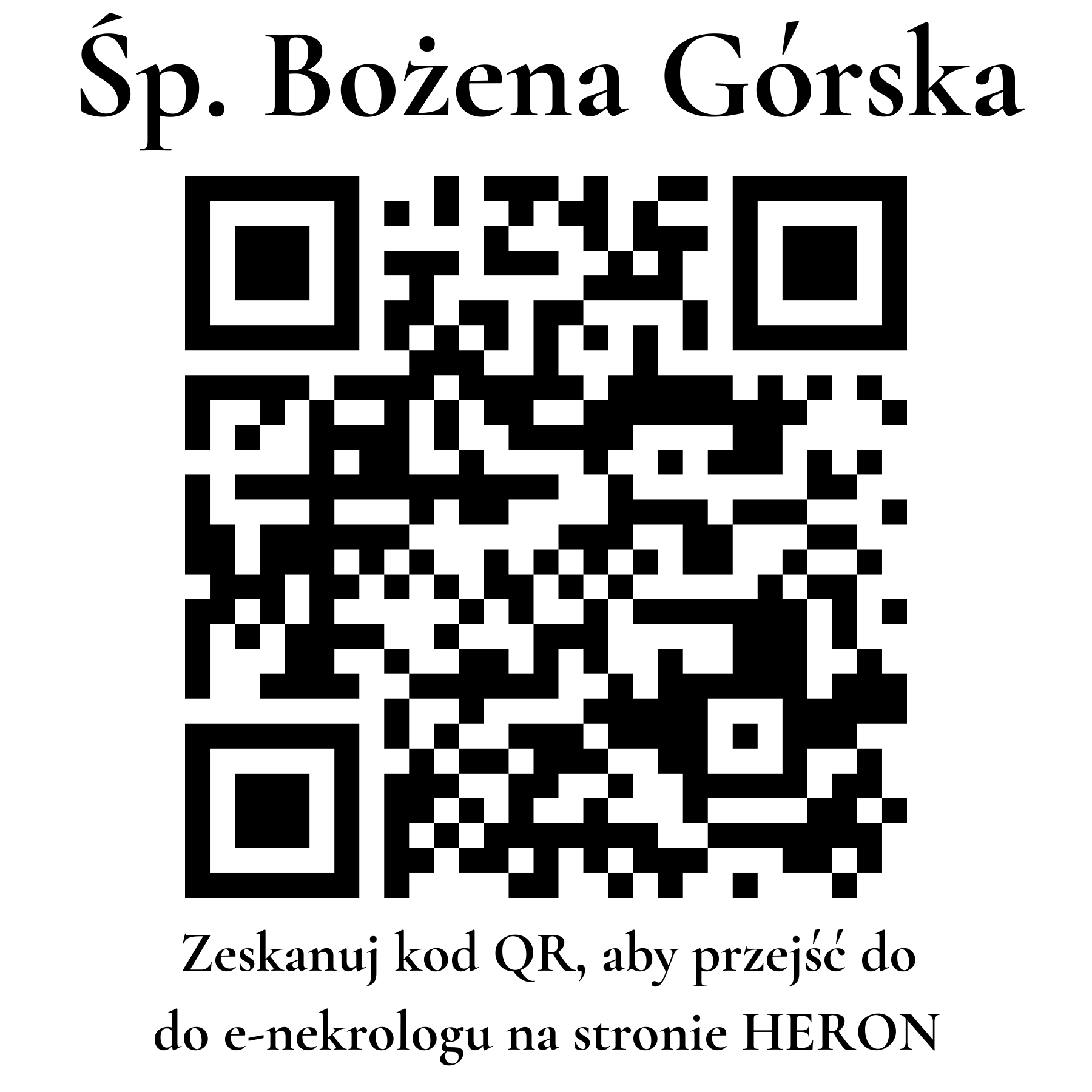 Kod QR do nekrologu Bożena Górska Kod QR do nekrologu Bożena Górska