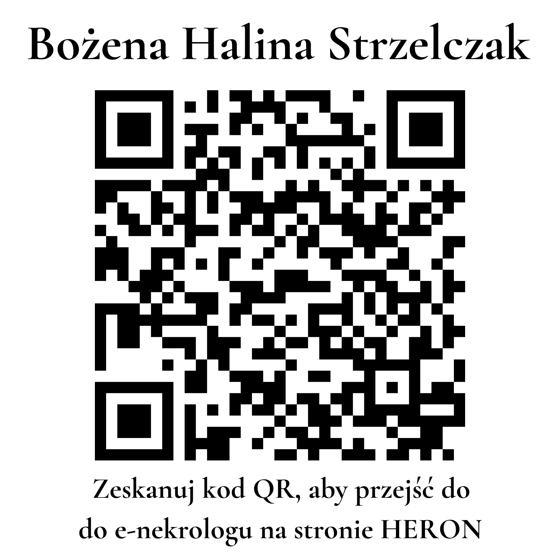 Kod QR do nekrologu Bożena Halina Strzelczak Kod QR do nekrologu Bożena Halina Strzelczak