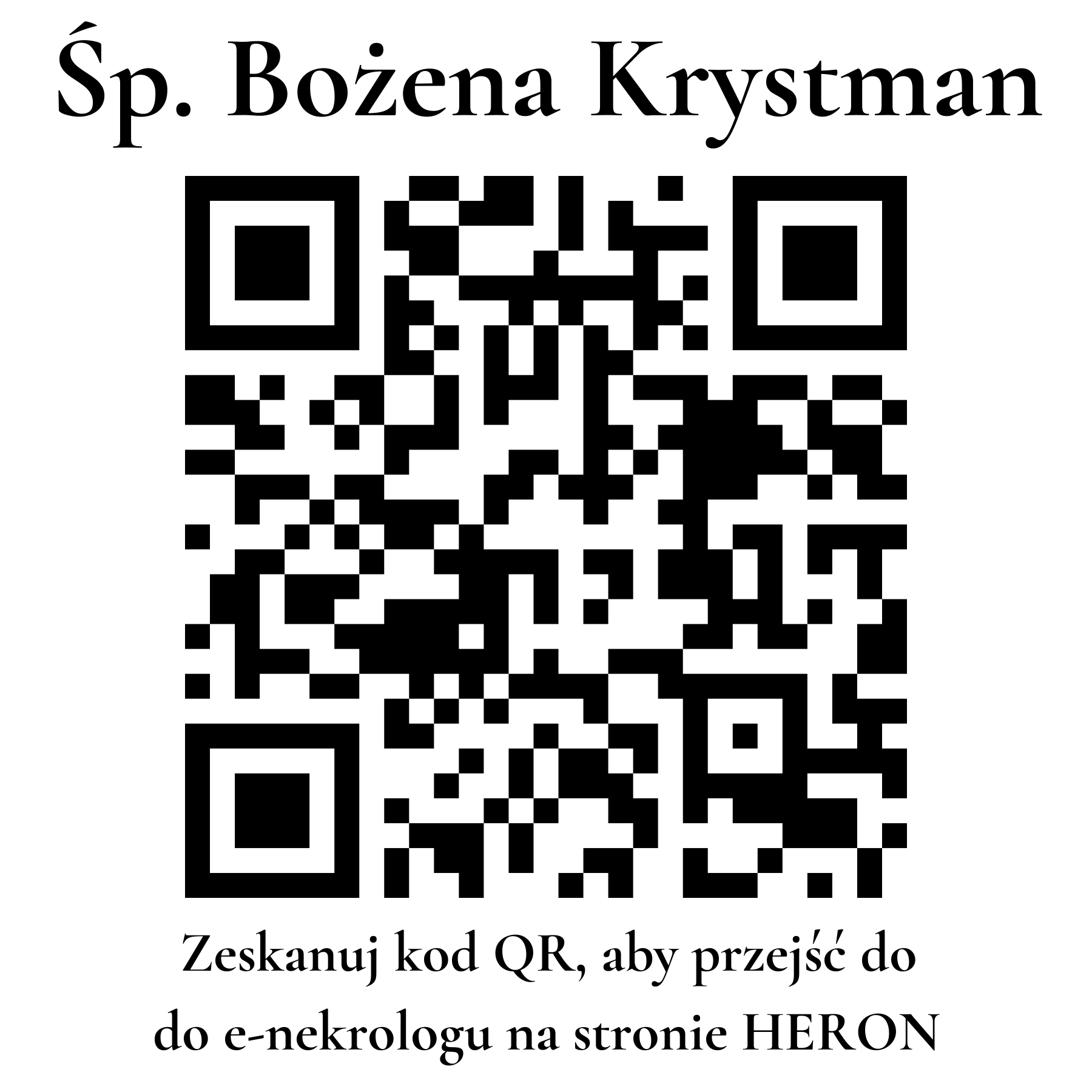 Kod QR do nekrologu Bożena Krystman Kod QR do nekrologu Bożena Krystman