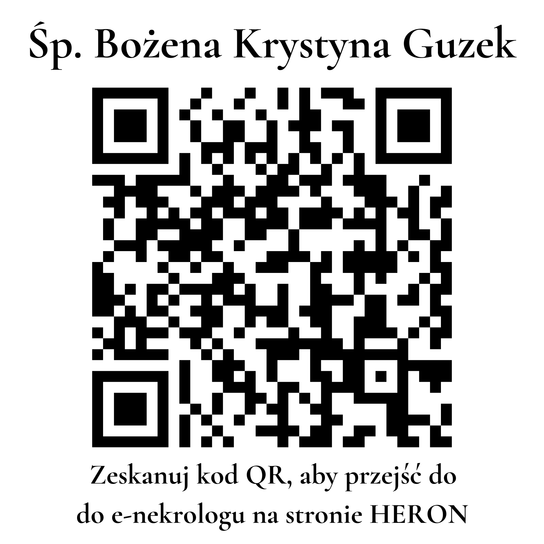 Kod QR do nekrologu Bożena Krystyna Guzek Kod QR do nekrologu Bożena Krystyna Guzek